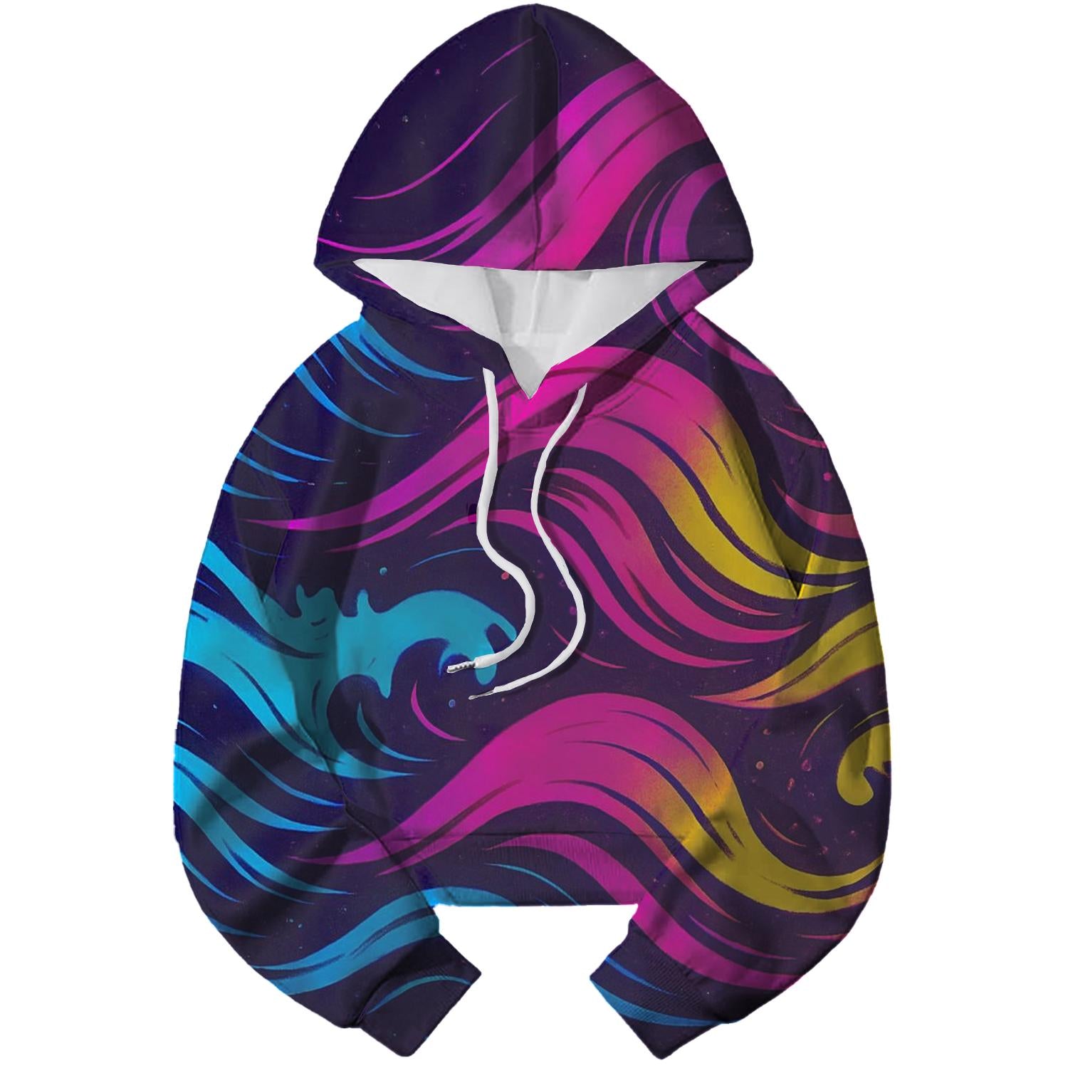 Electric Neon Waves Cropped Hoodie