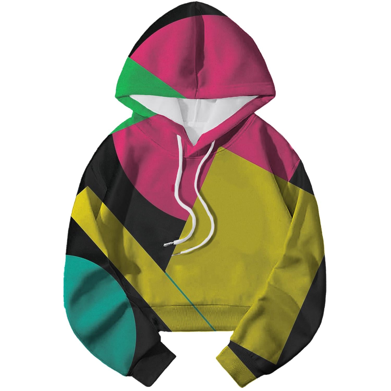 Bold Neon Shapes Cropped Hoodie