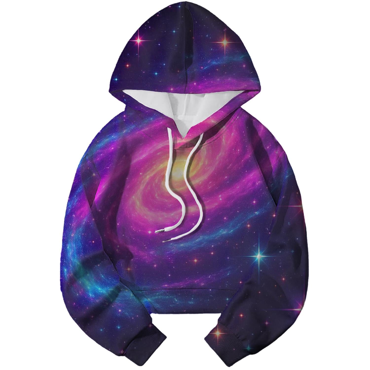 Glamourous Neon Galaxy Cropped Hoodie