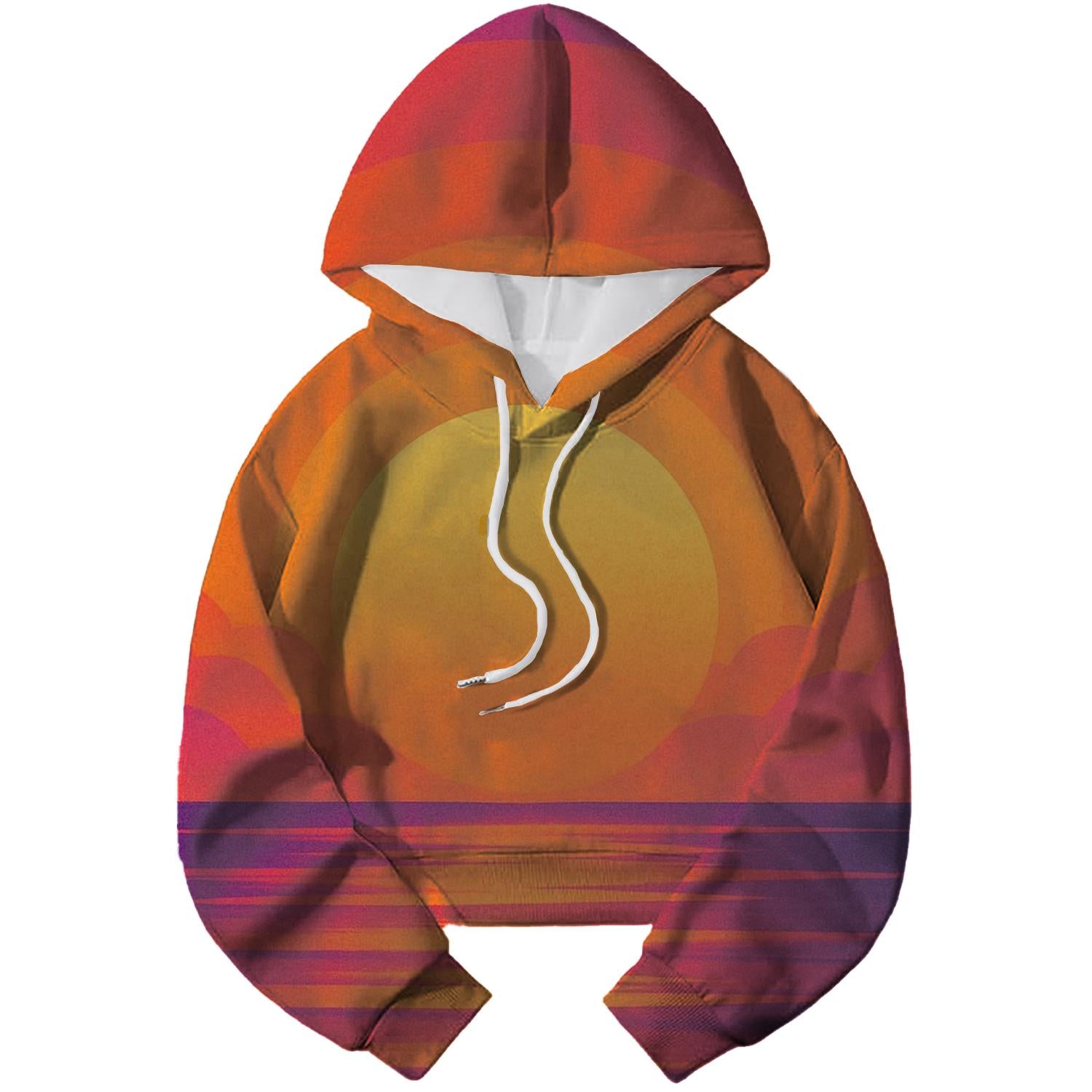 Retro Sunset Vibes Cropped Hoodie