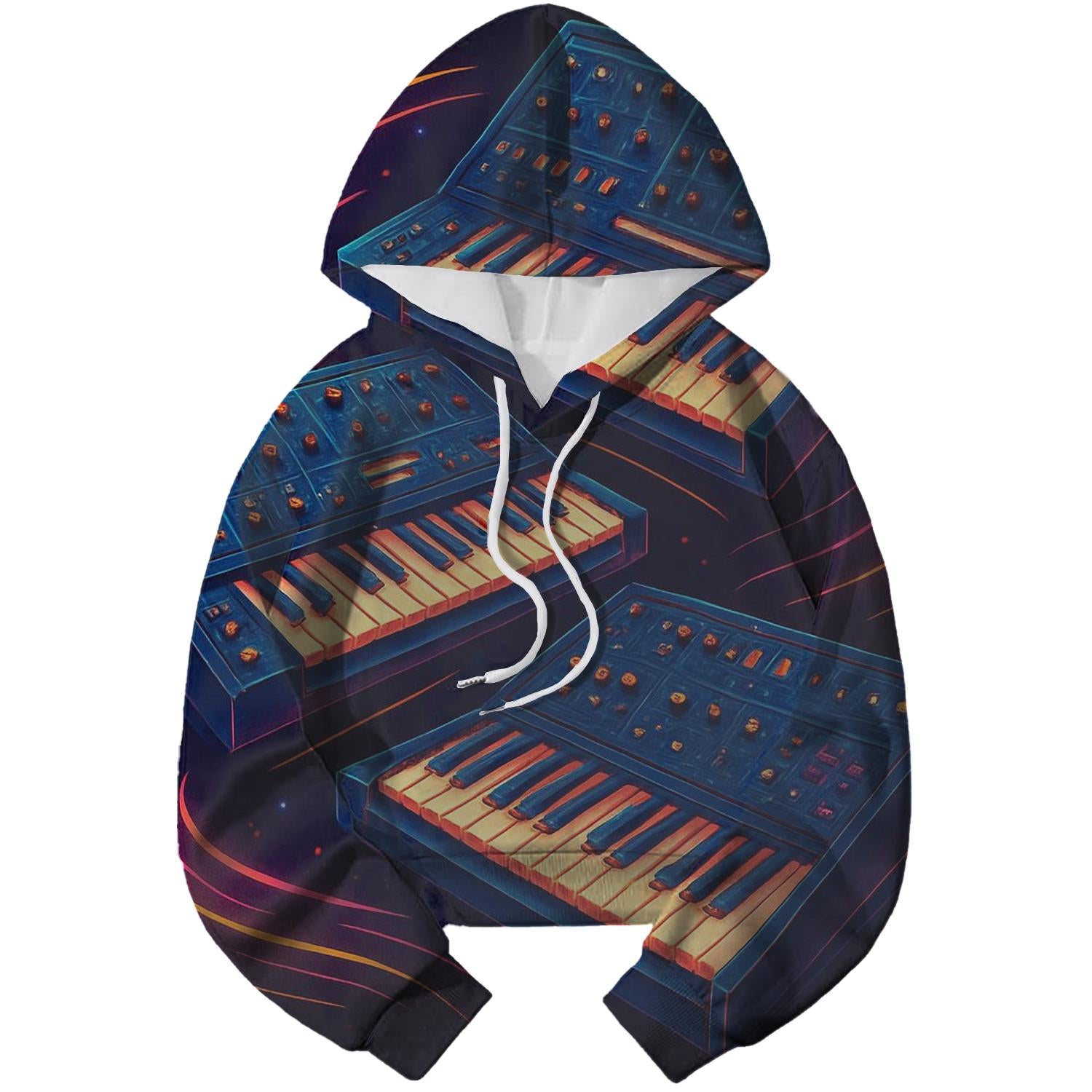 Retro Synth Vibes Cropped Hoodie