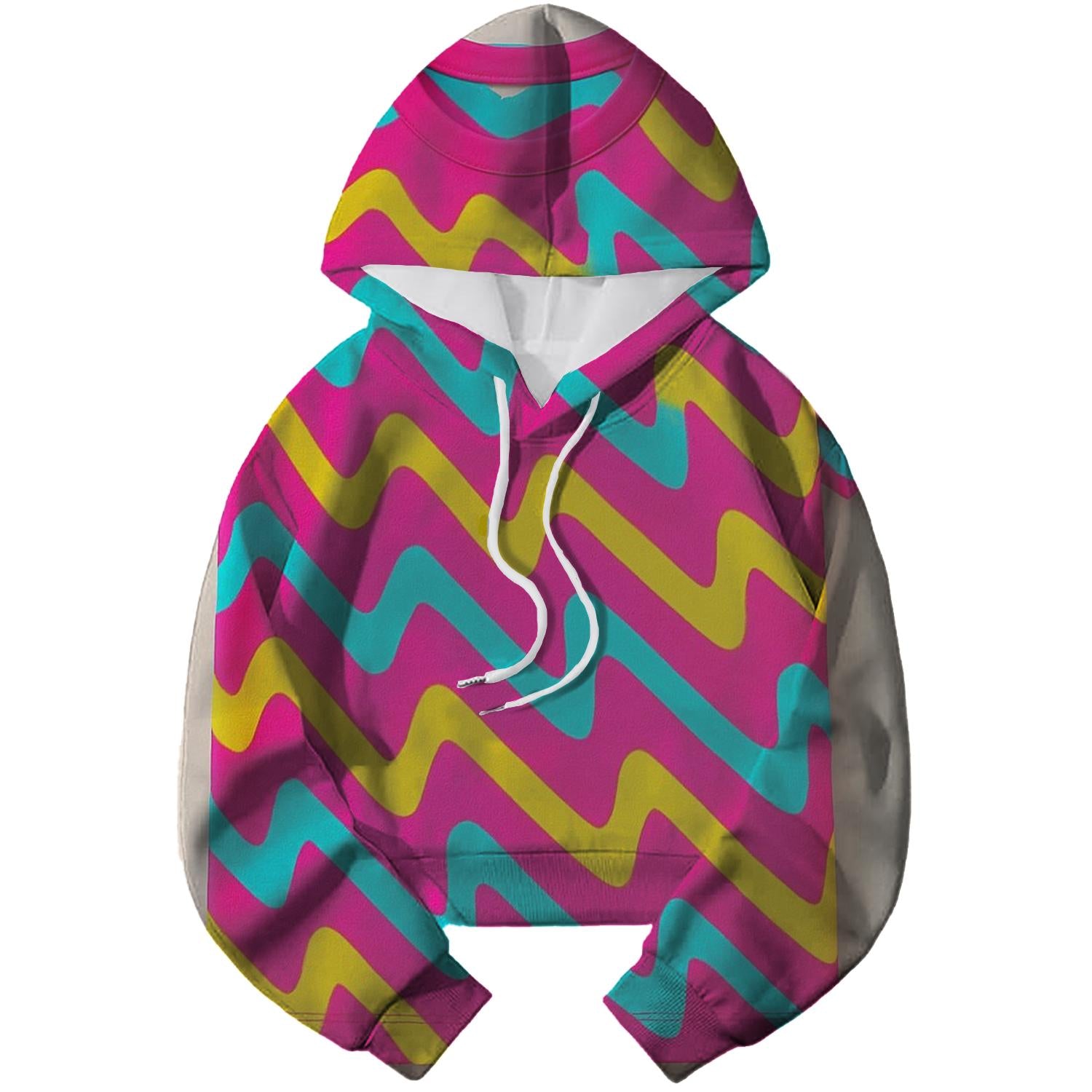 Electric Wave Patterns Cropped Hoodie
