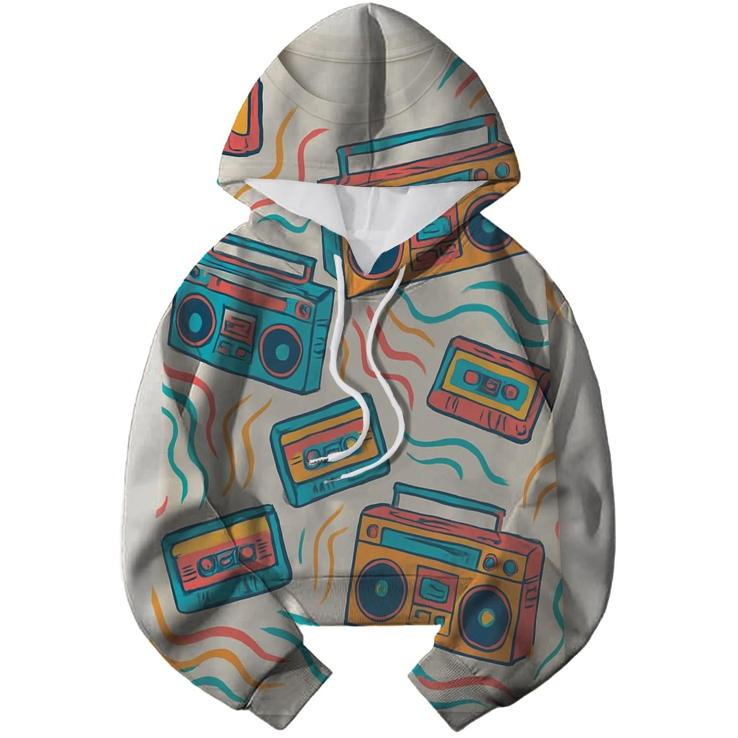 Retro Radio Frequencies Cropped Hoodie