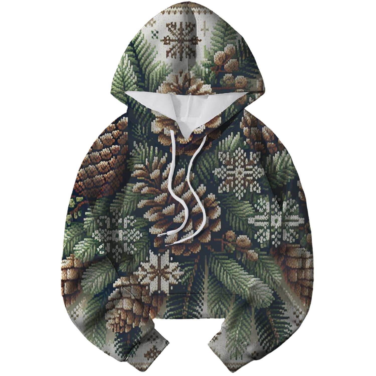 Pinecone Forest Delight Design Cropped Hoodie