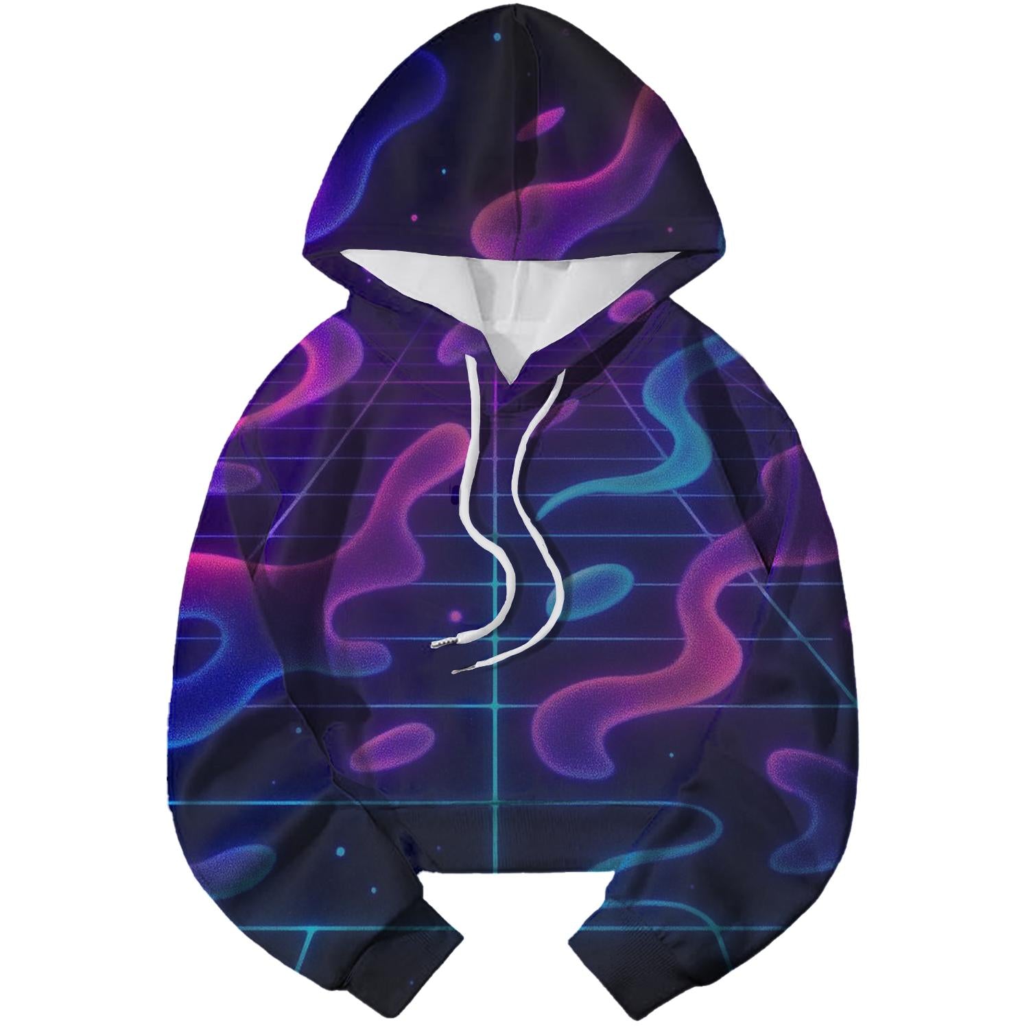 Futuristic Grid Cropped Hoodie