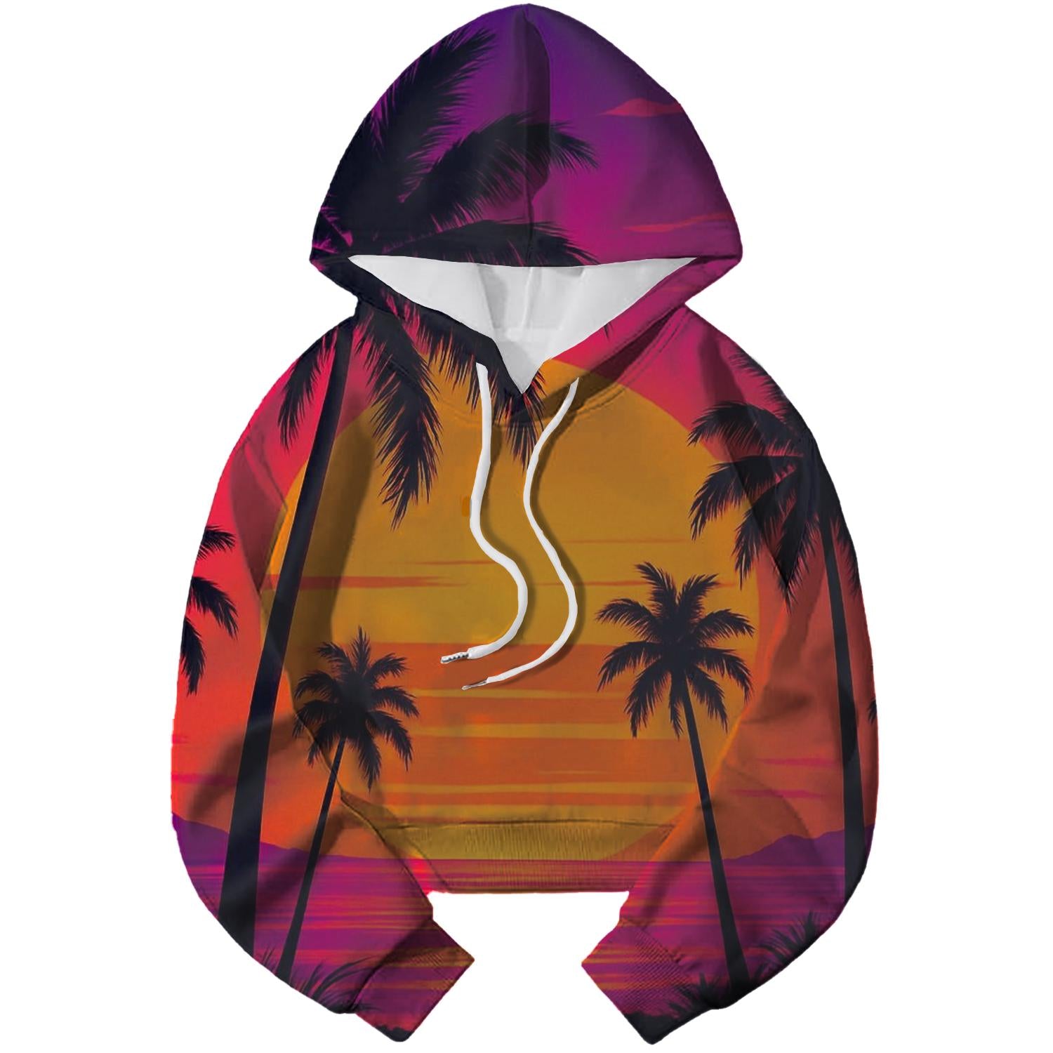 Neon Sunset Vibes Cropped Hoodie