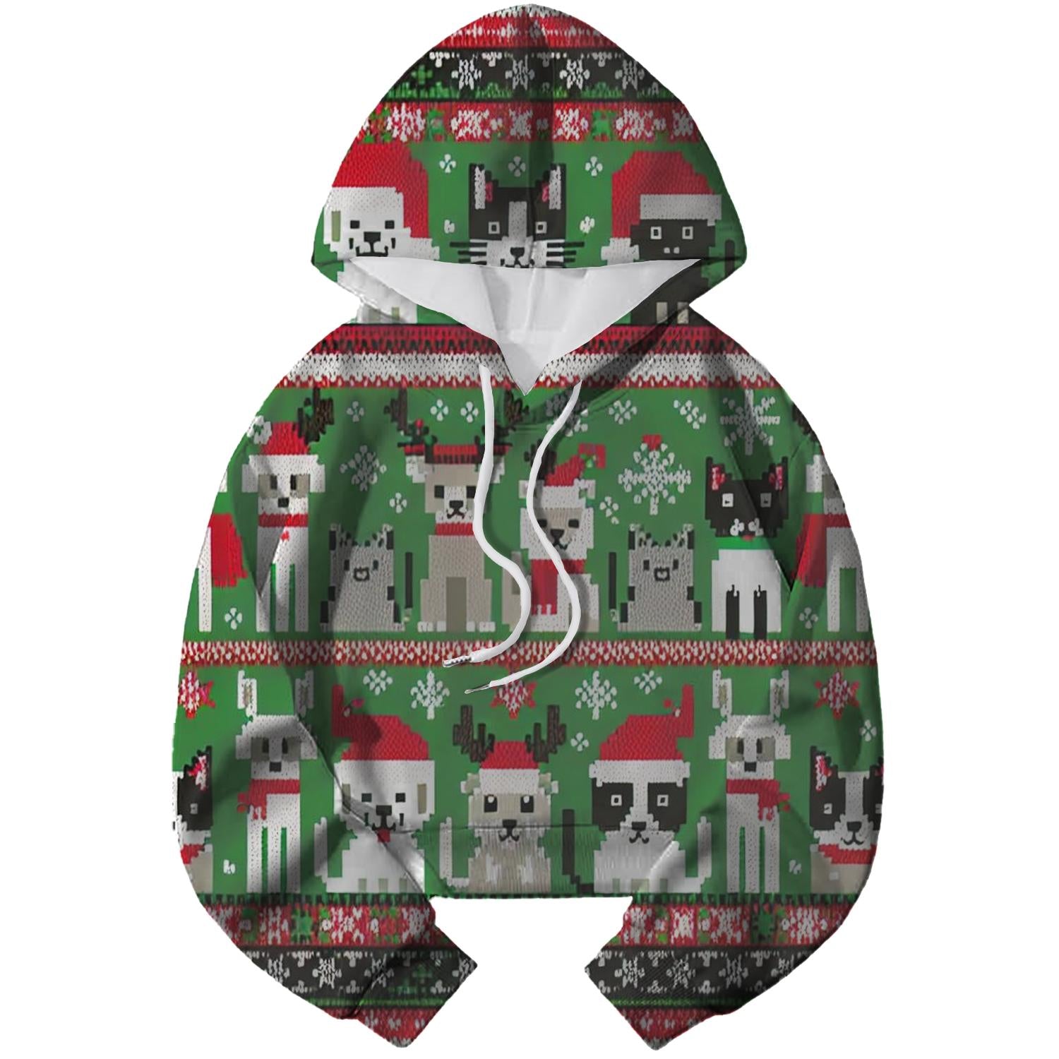Holiday Pet Pals Design Cropped Hoodie
