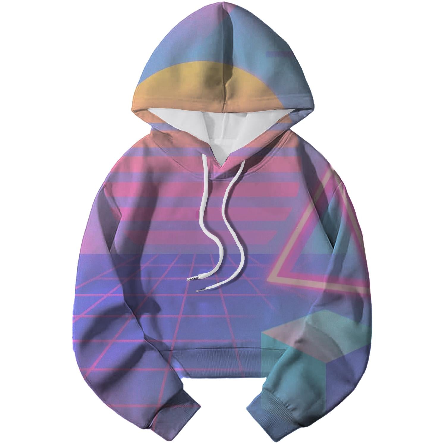 Retro Synthwave Dream Cropped Hoodie