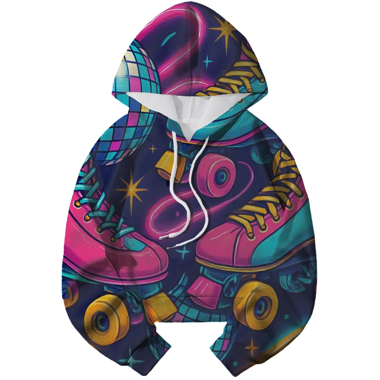 Retro Roller Disco Cropped Hoodie