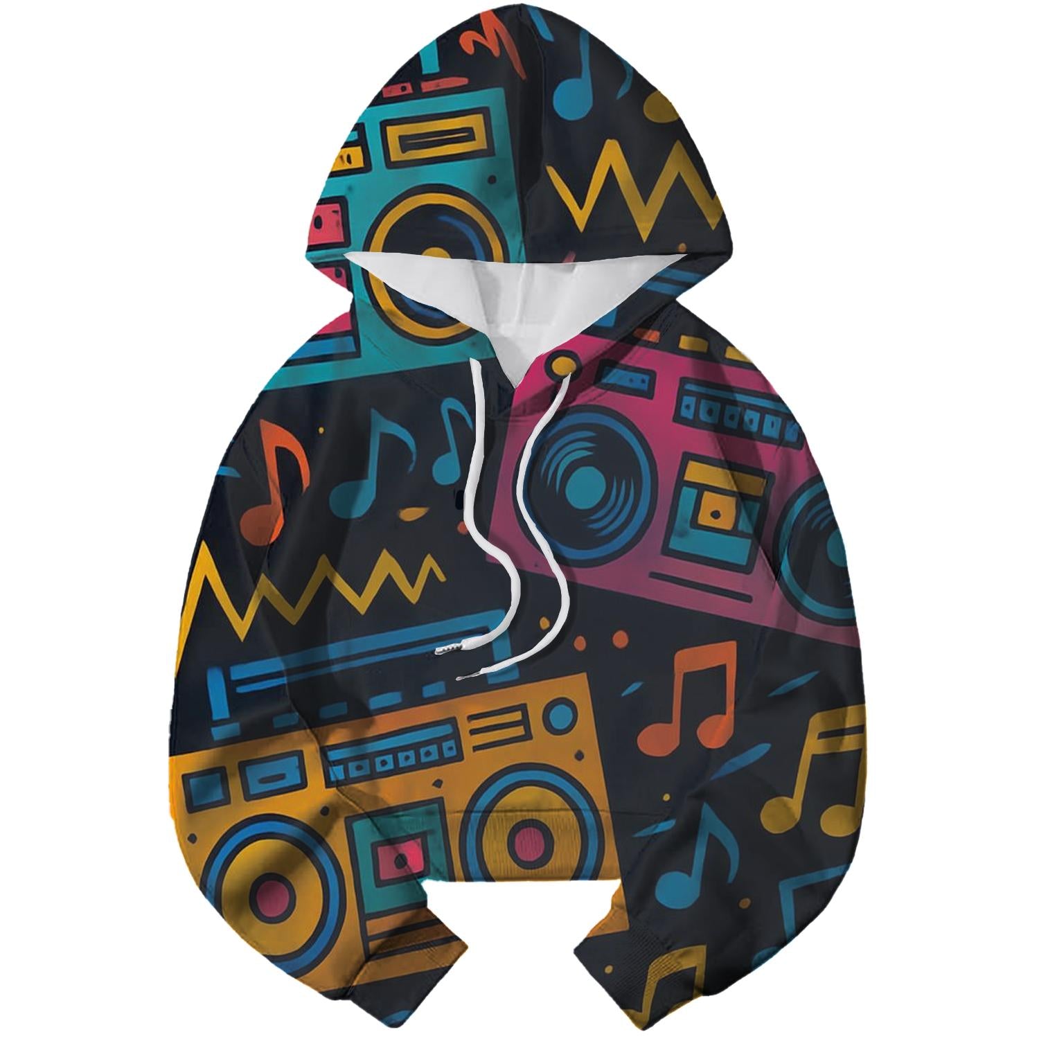 Vibrant Boombox Beats Cropped Hoodie