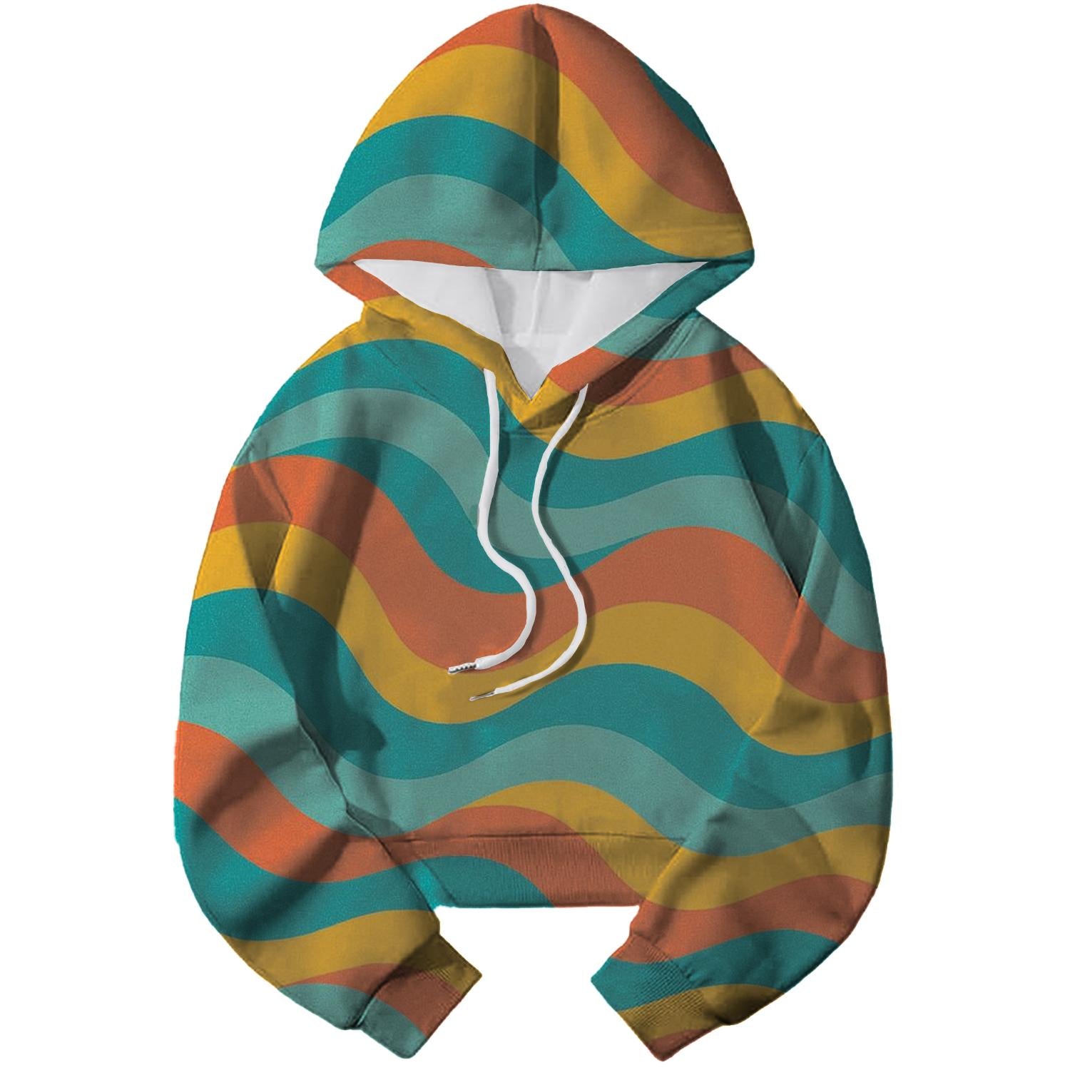 Colorful Wave Pattern Cropped Hoodie