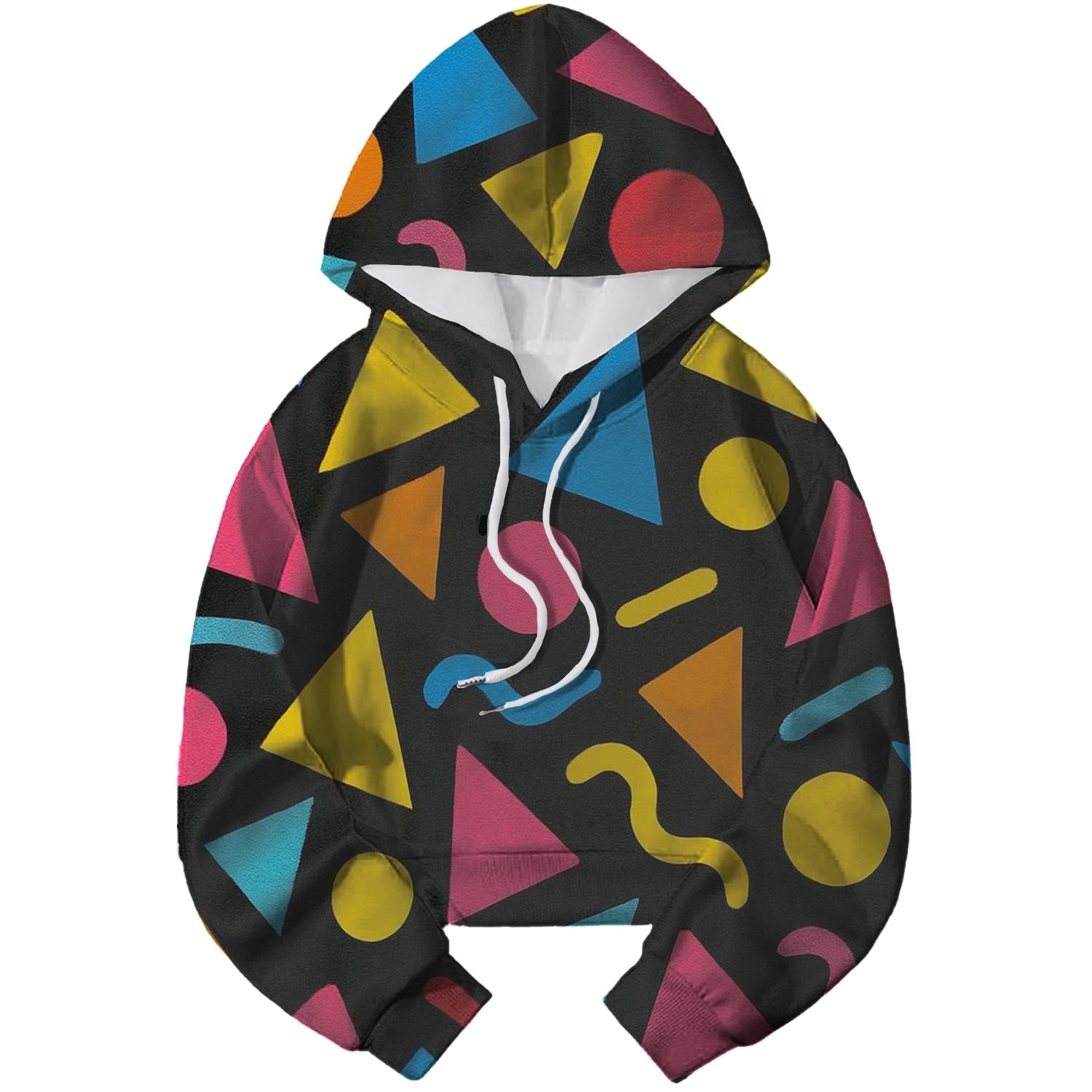 Bold Geometric Patterns Cropped Hoodie