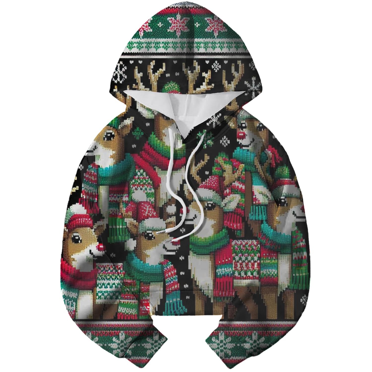 Santa's Reindeer Roundup Design Cropped Hoodie