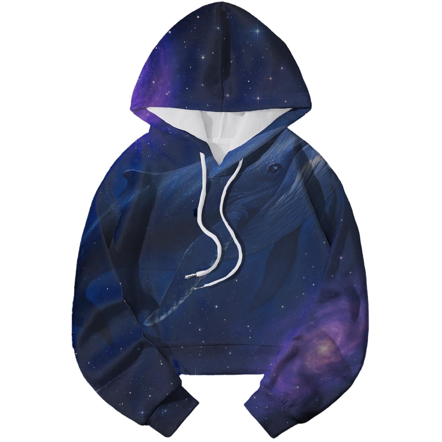 Dreamy Cosmic Whale Cropped Hoodie