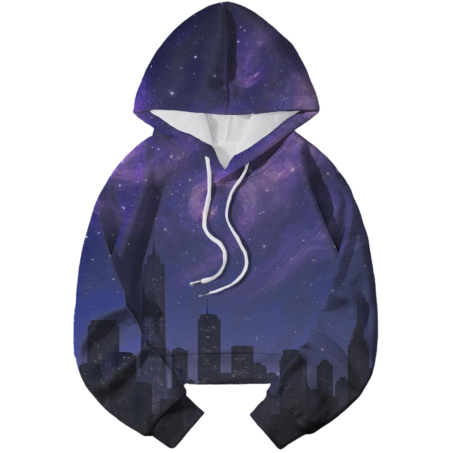 Celestial Cityscape Dream Cropped Hoodie