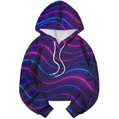 Neon Wave Cropped Hoodie