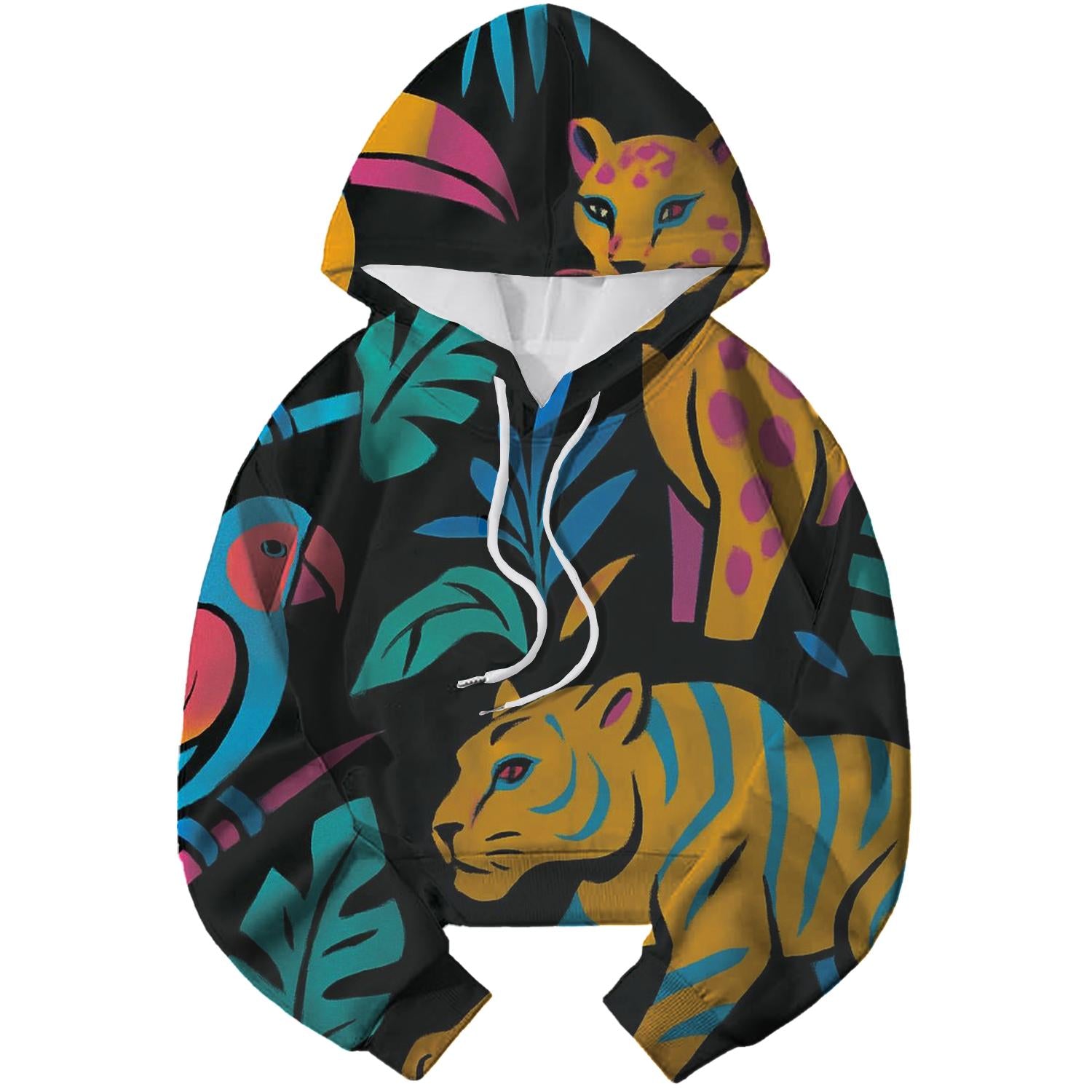 Funky Neon Jungle Cropped Hoodie