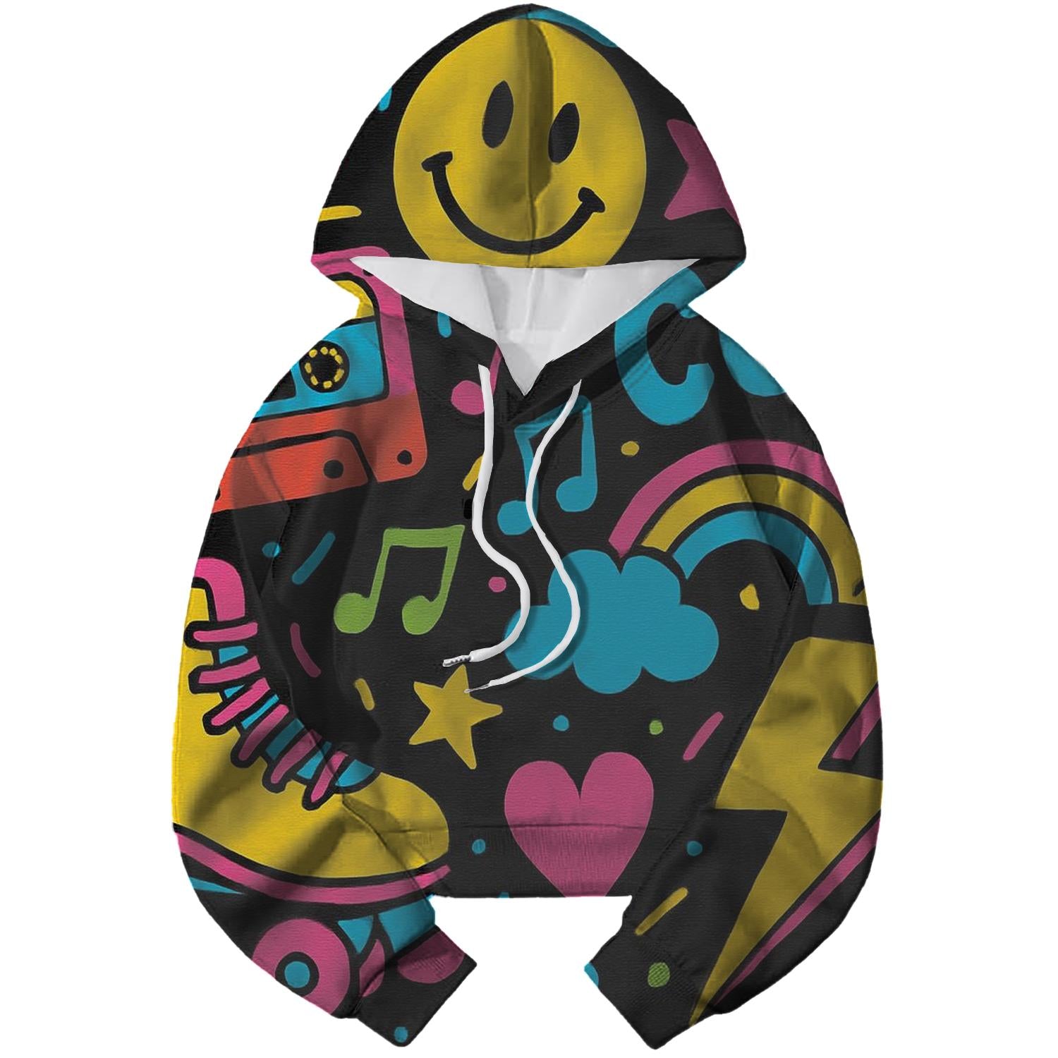 Radical Retro Doodles Cropped Hoodie