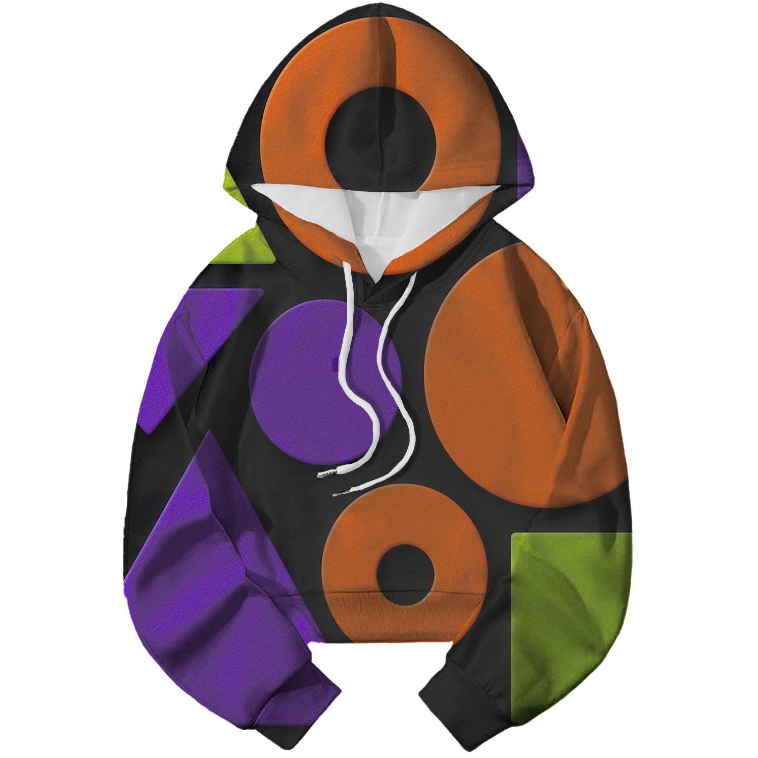 Neon Geometric Shapes Cropped Hoodie