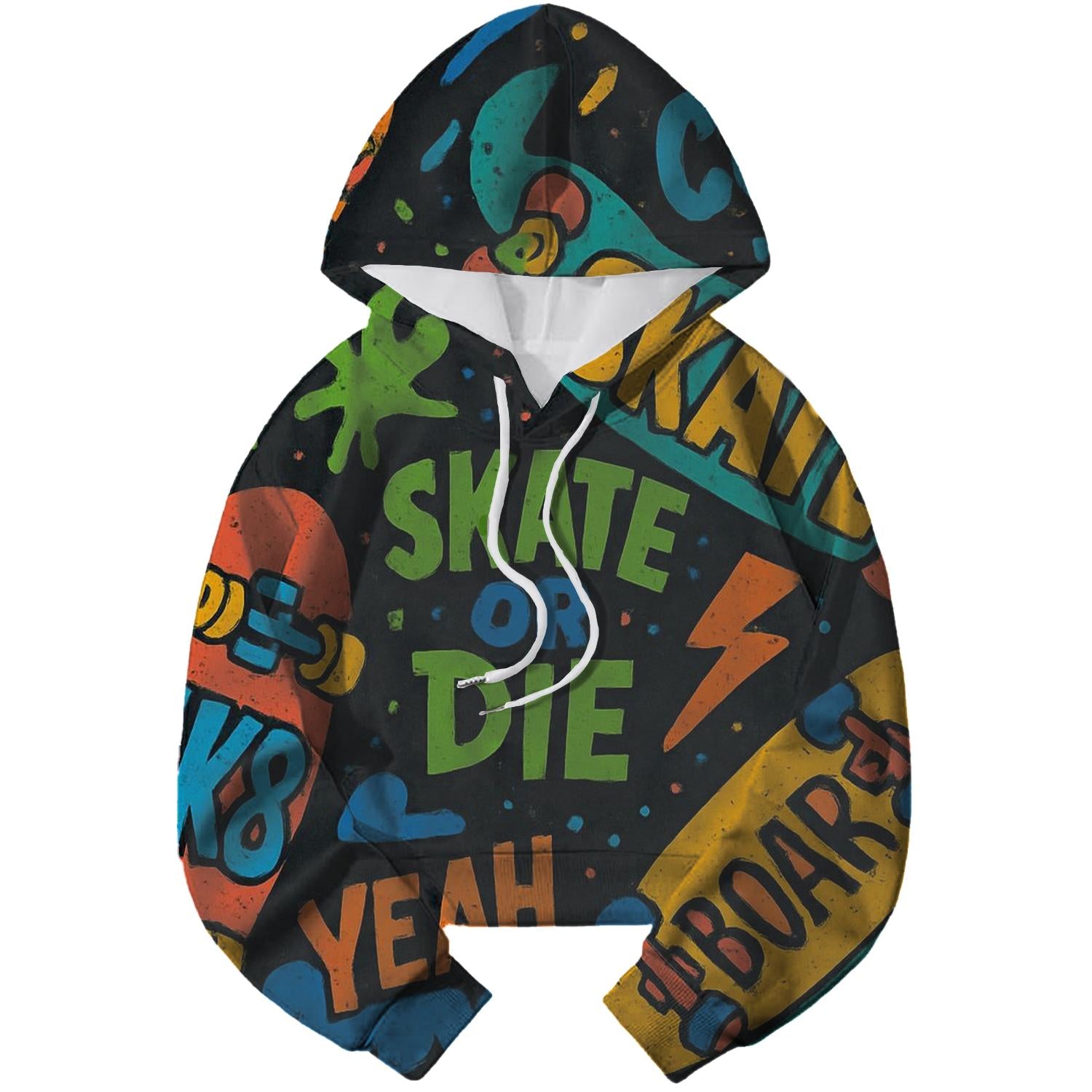 Vintage 80s Skater Style Cropped Hoodie