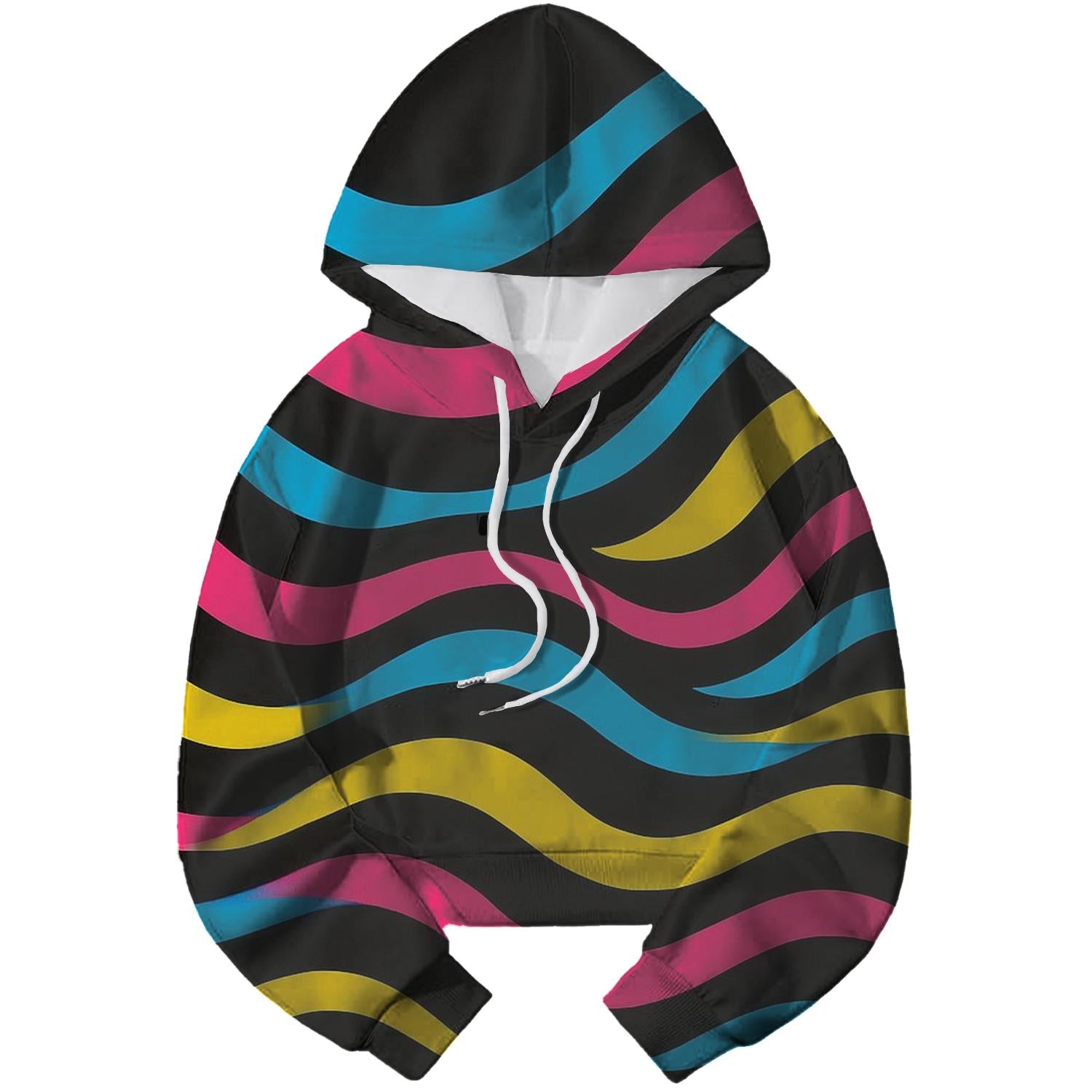 Neon Retro Waves Cropped Hoodie