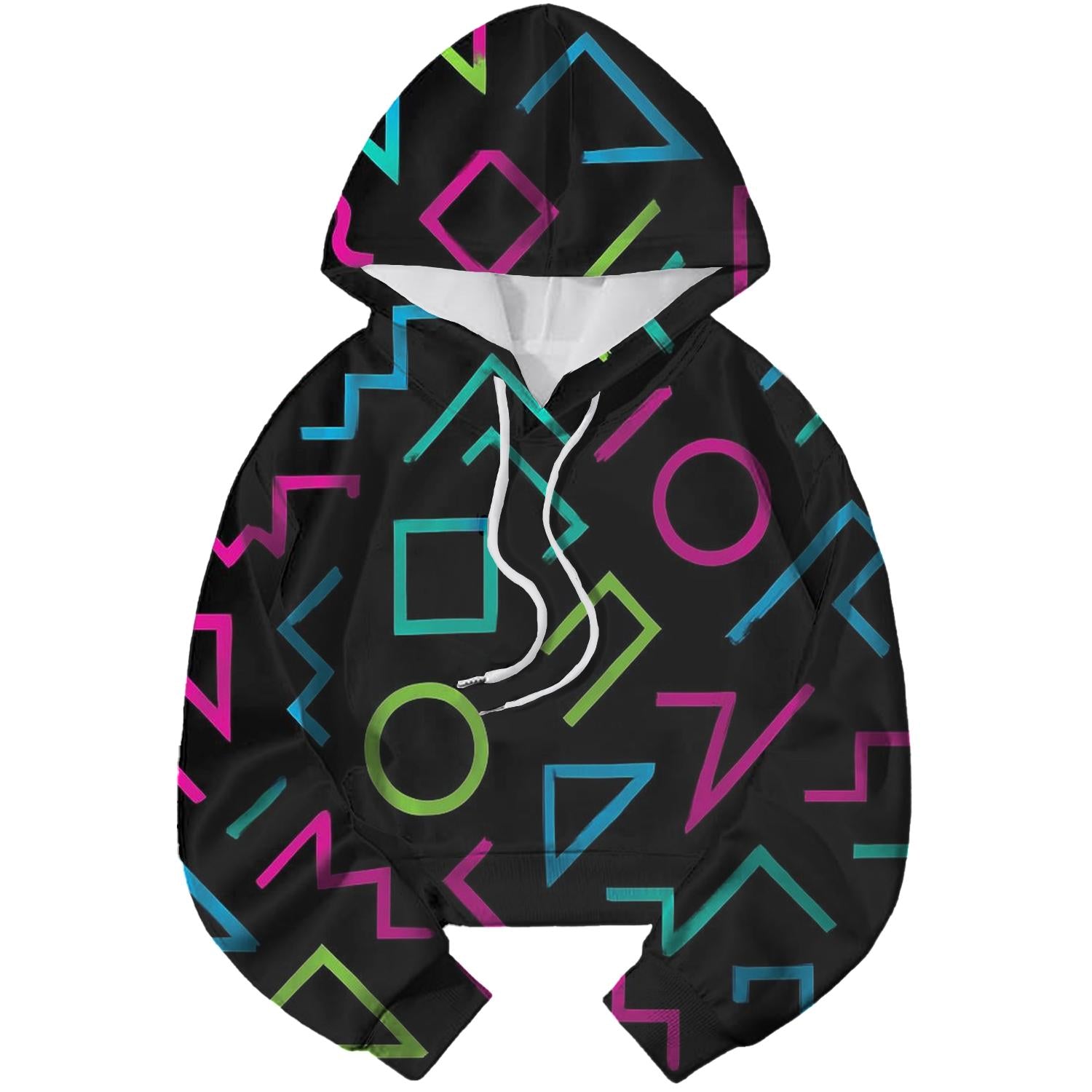 Geometric Synth Design Cropped Hoodie