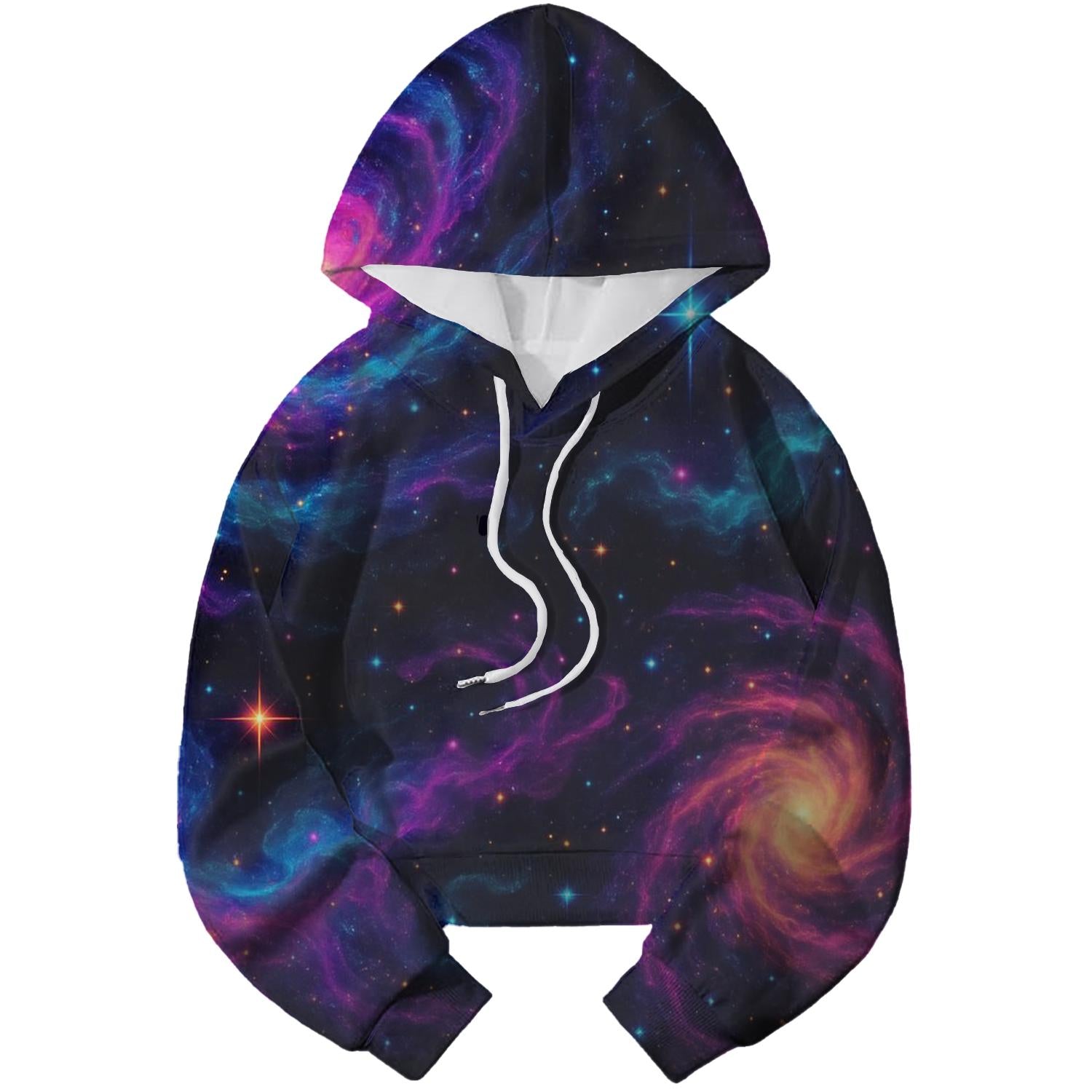 Cosmic Neon Burst Cropped Hoodie