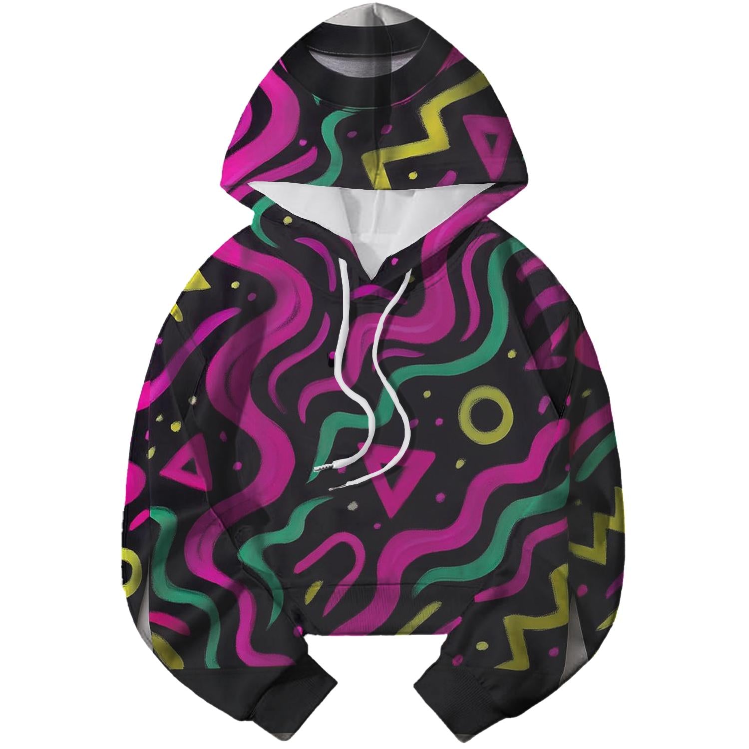 Electric 80s Vibes Cropped Hoodie