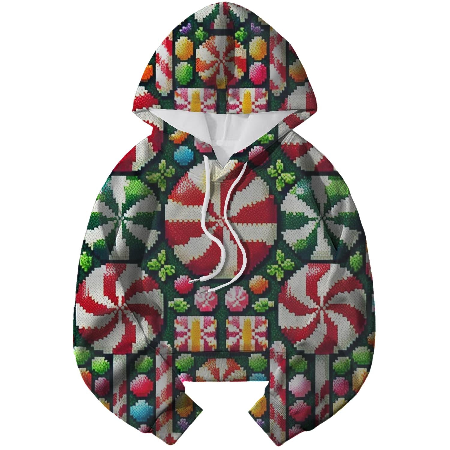 Festive Candy Wonderland Design Cropped Hoodie