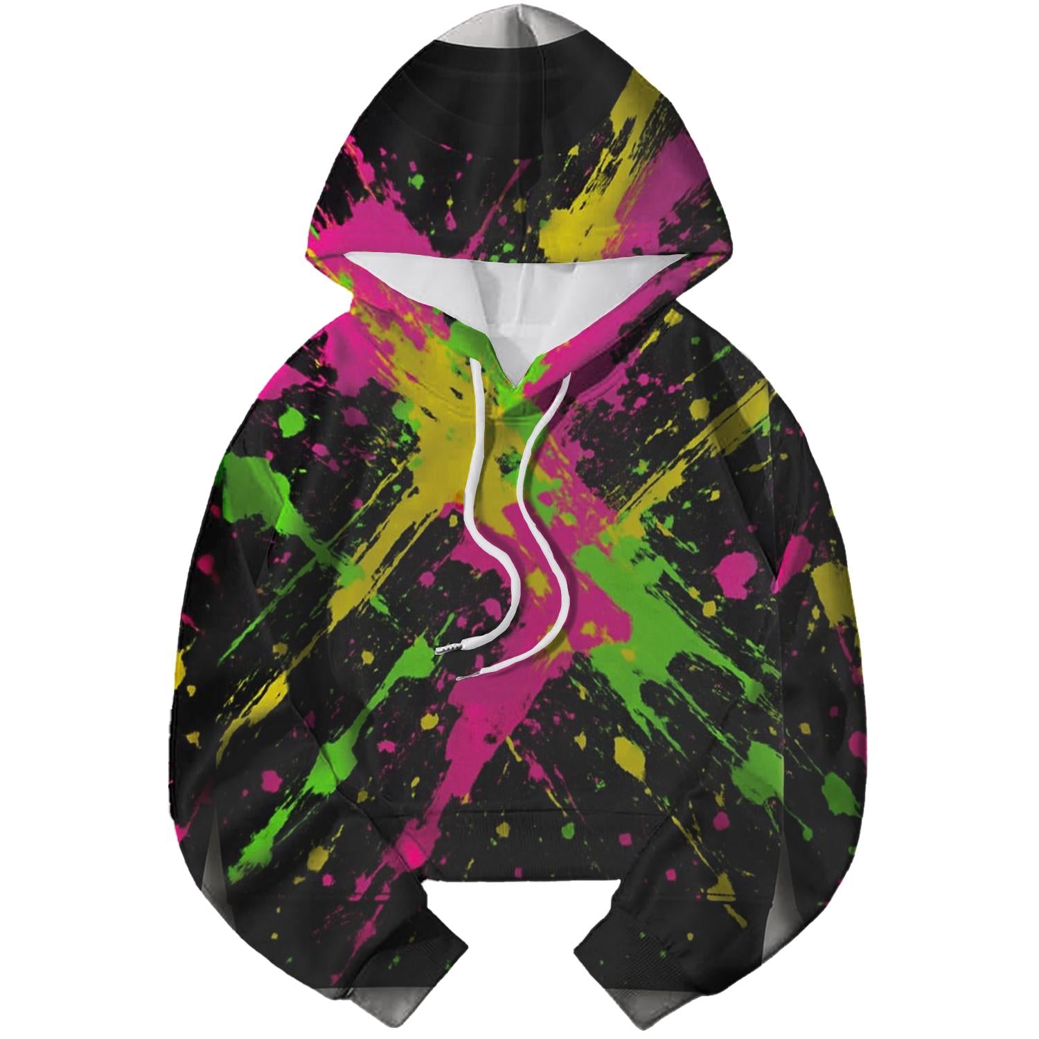 Neon Splash Cropped Hoodie
