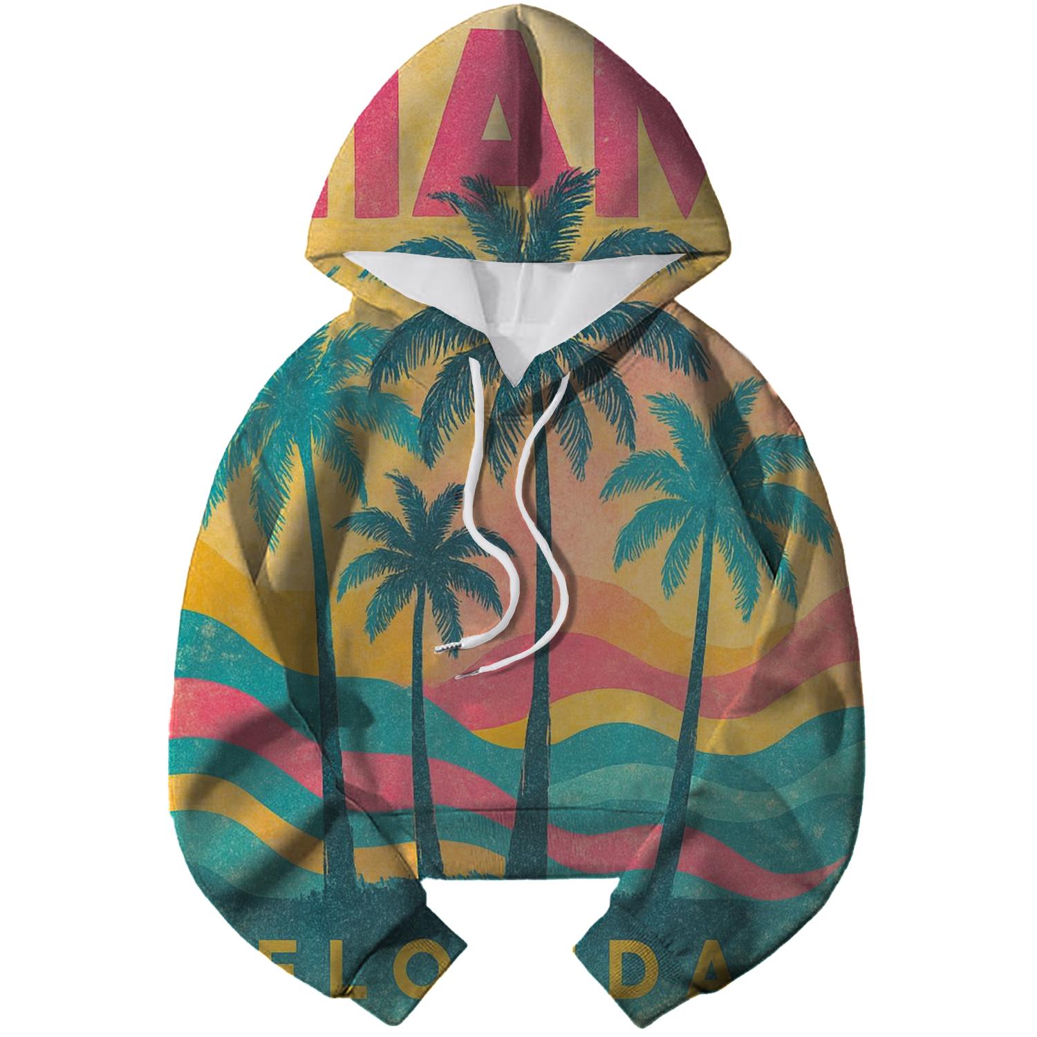 Retro Miami Vibes Cropped Hoodie