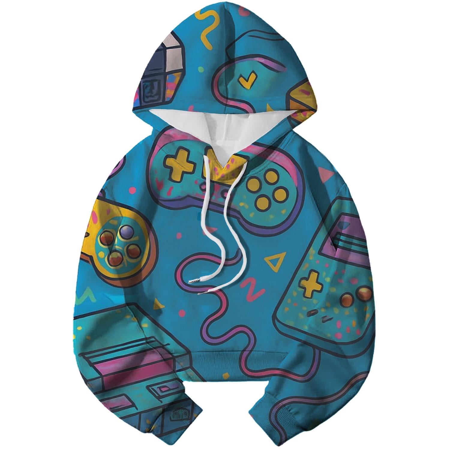 80s Game Console Nostalgia Cropped Hoodie