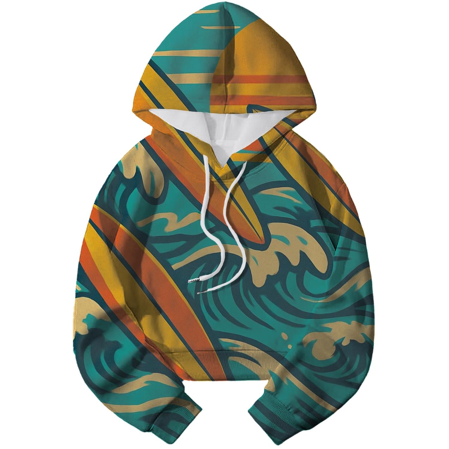 Retro Surf Vibes Cropped Hoodie