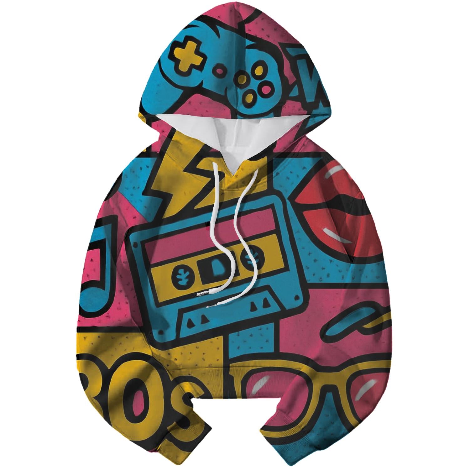 Funky 80s Pop Art Cropped Hoodie