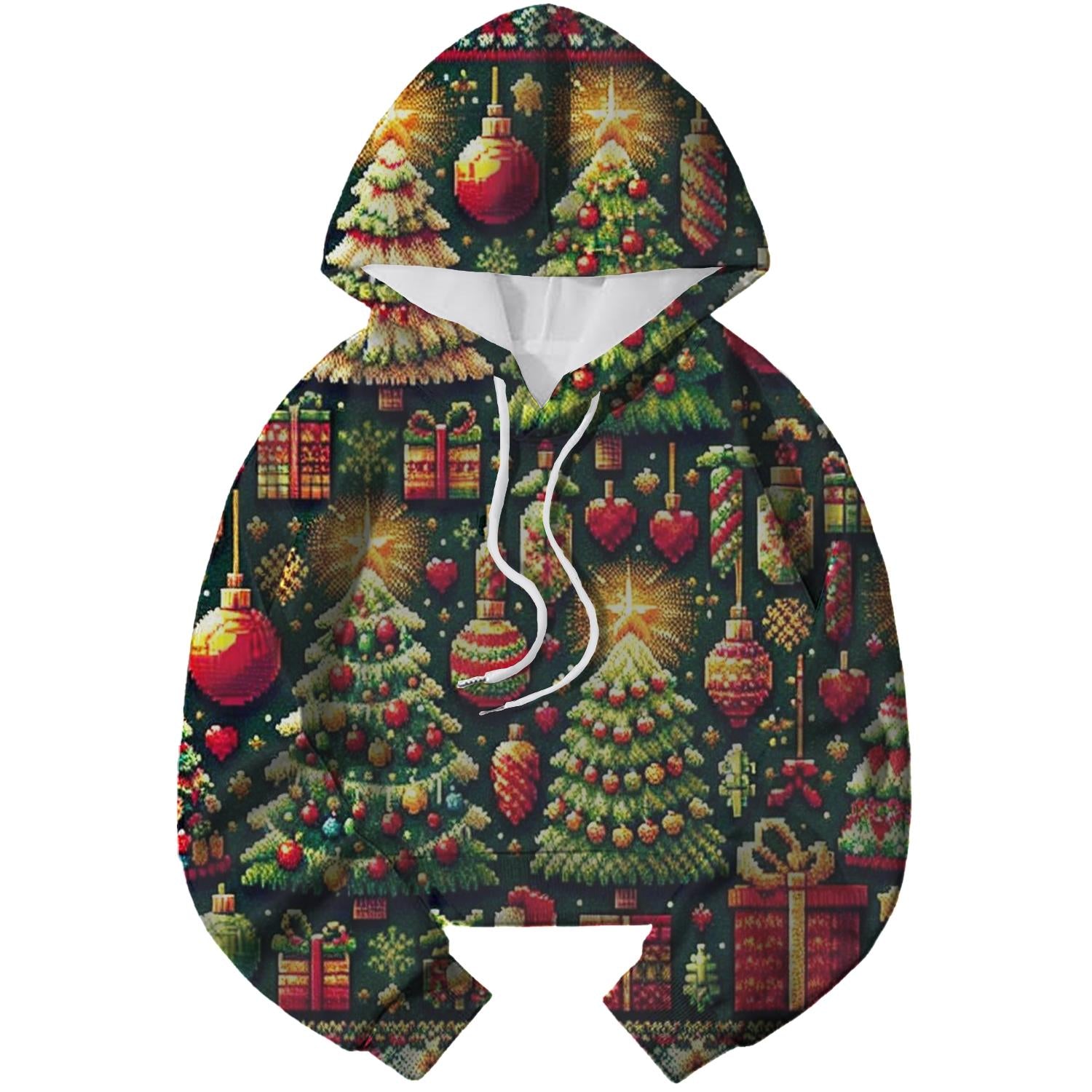 Classic Christmas Tree Charm Design Cropped Hoodie