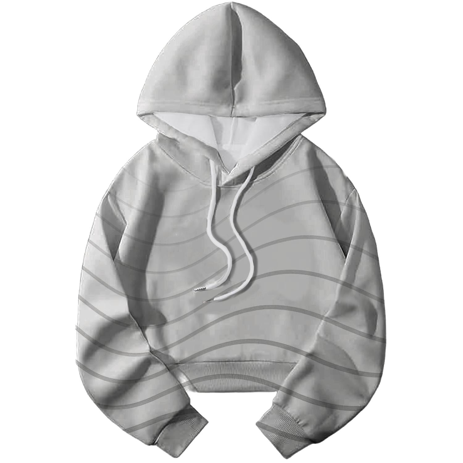 Geometric Wave Pattern Cropped Hoodie