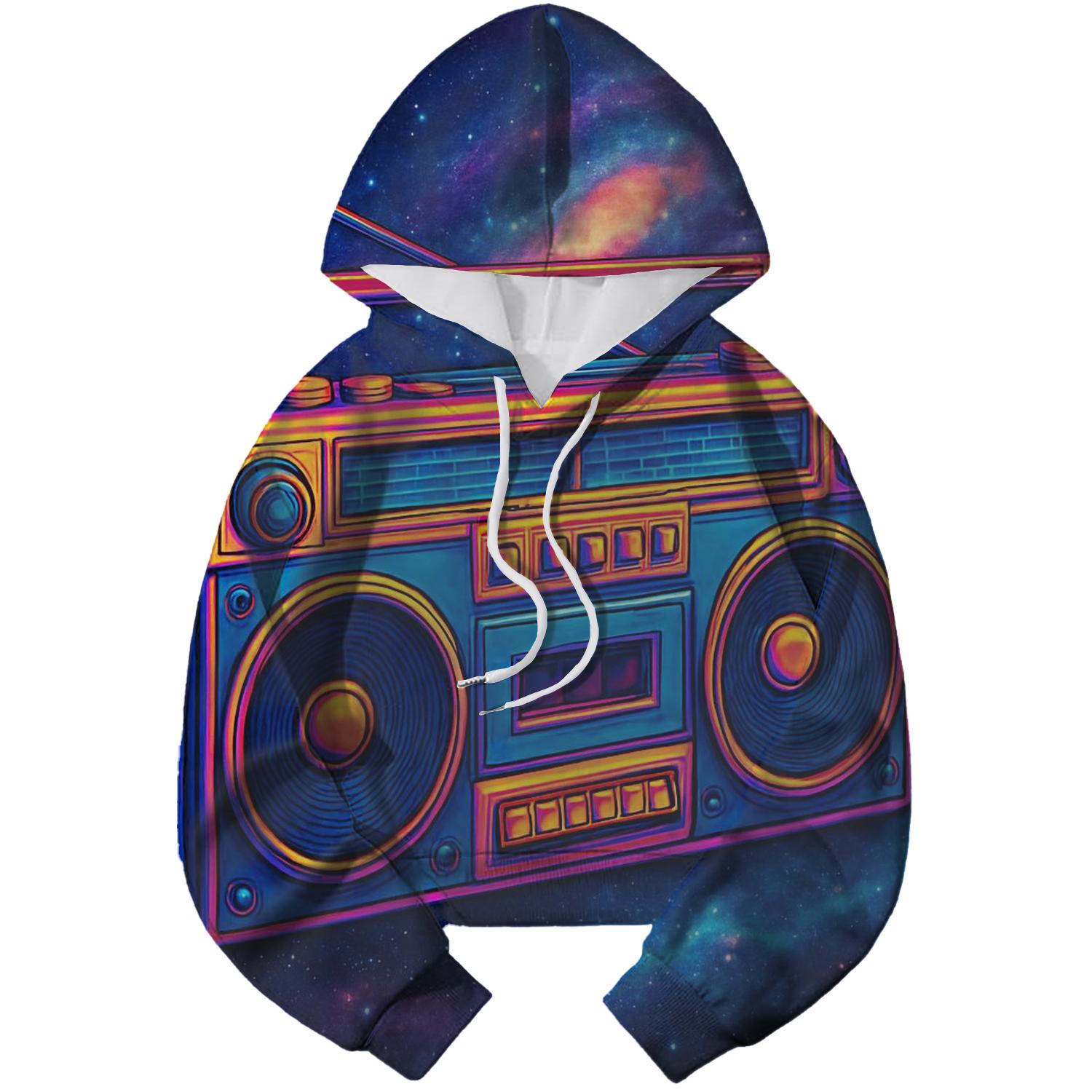 Boombox Galaxy Cropped Hoodie