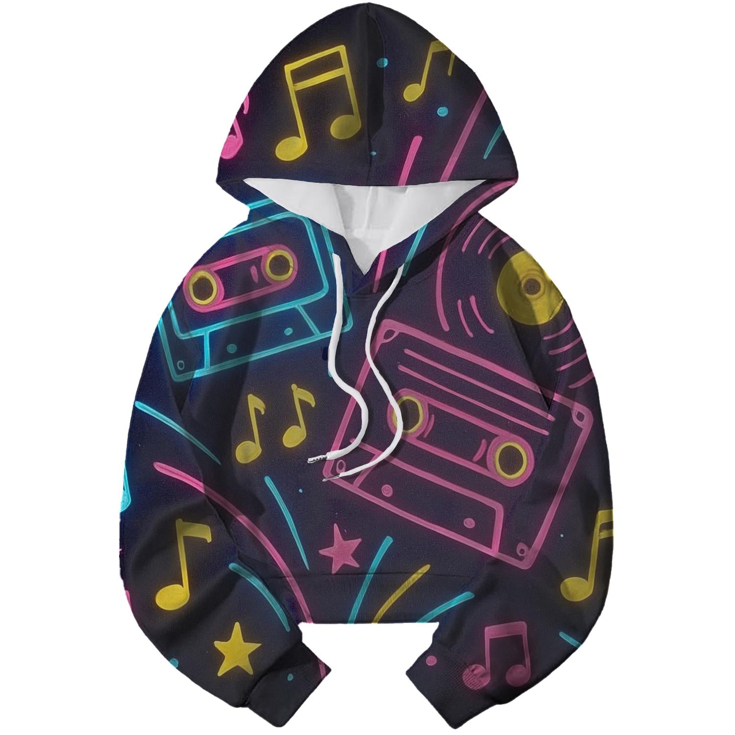 80s Music Explosion Cropped Hoodie
