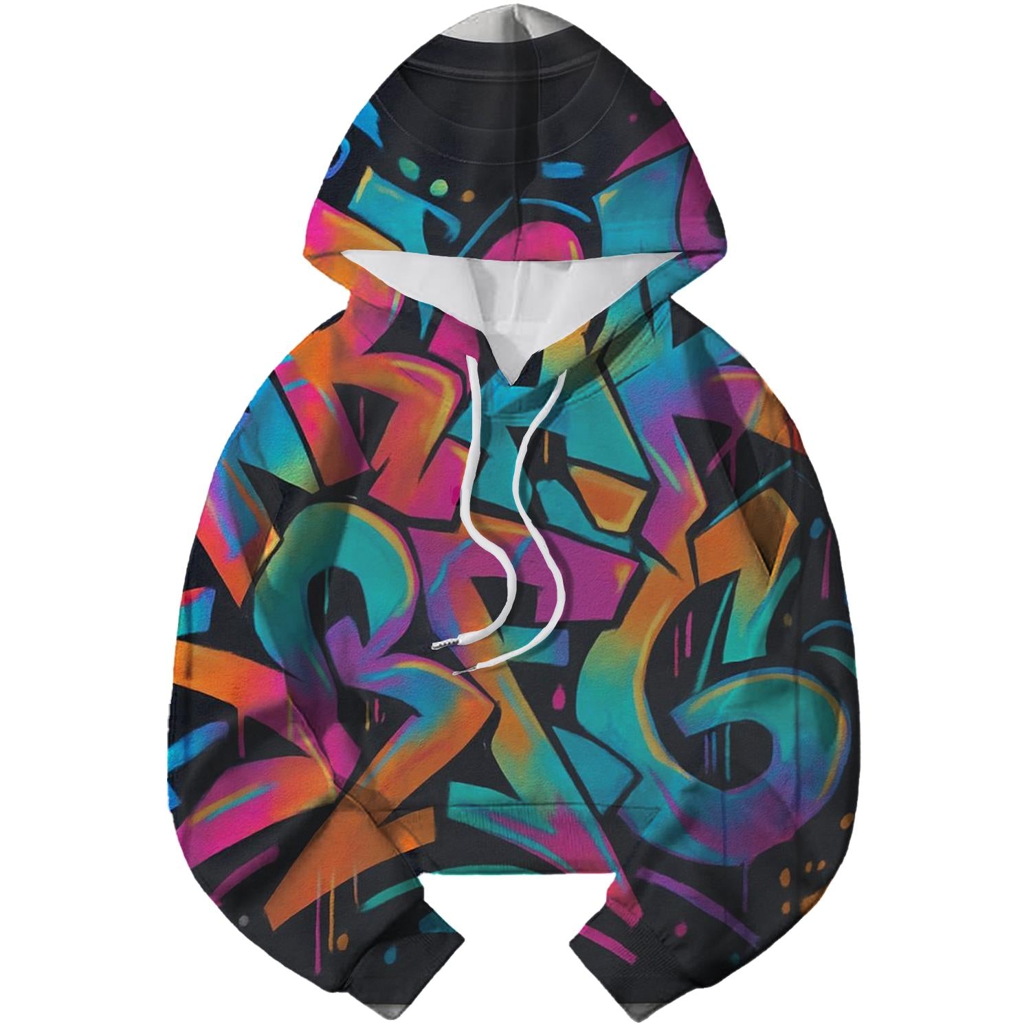 Neon Graffiti Vibes Cropped Hoodie