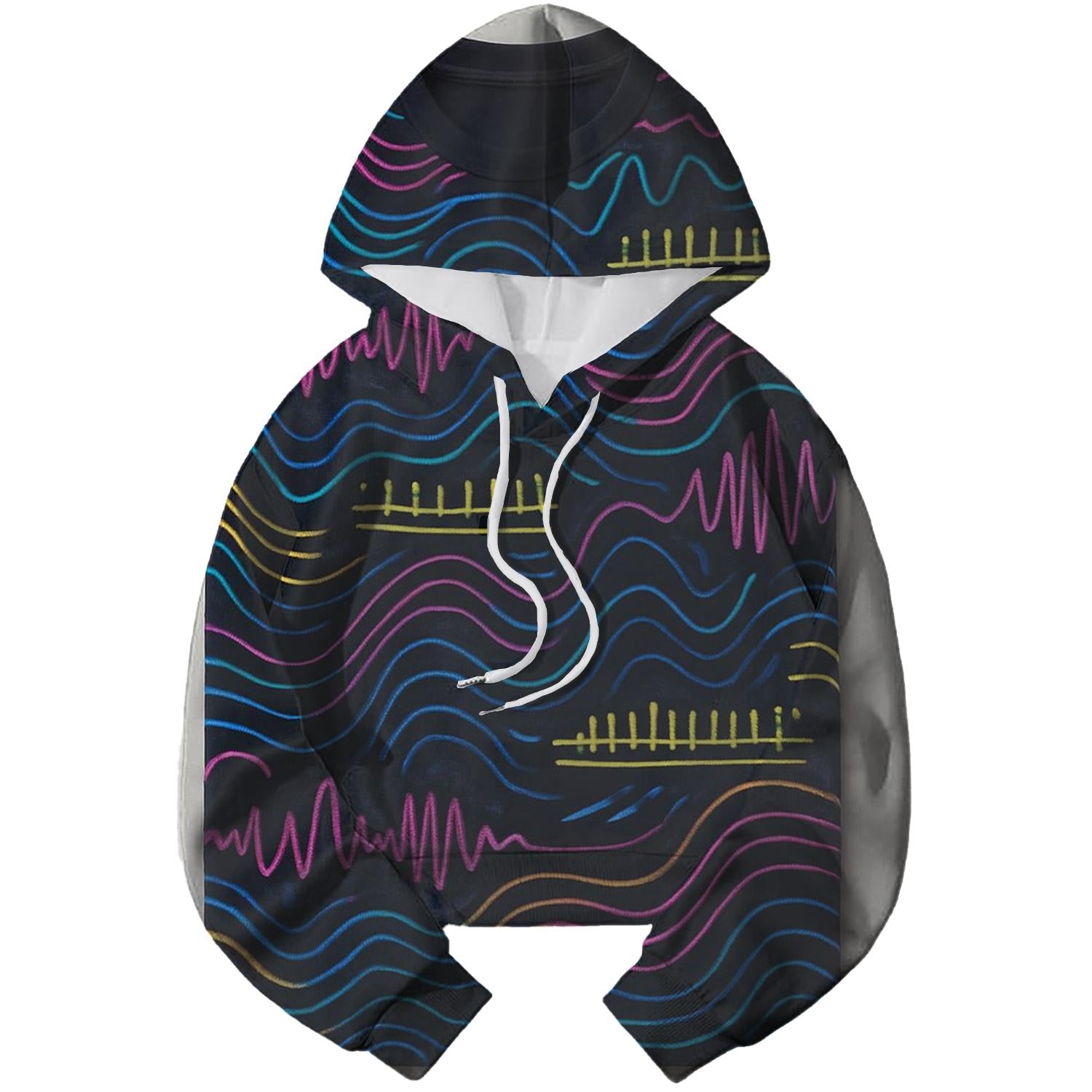 Electric Synth Patterns Cropped Hoodie