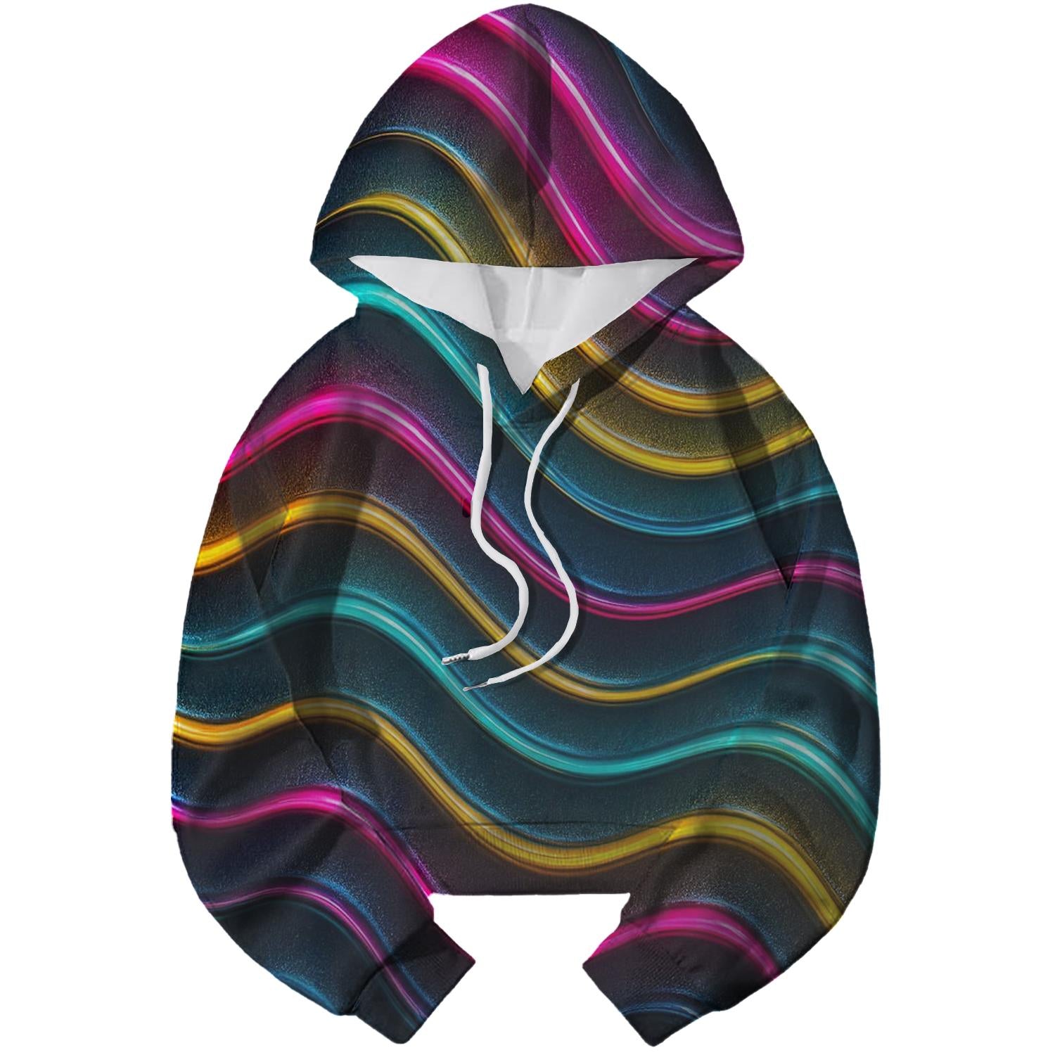 Retro Neon Waves Cropped Hoodie