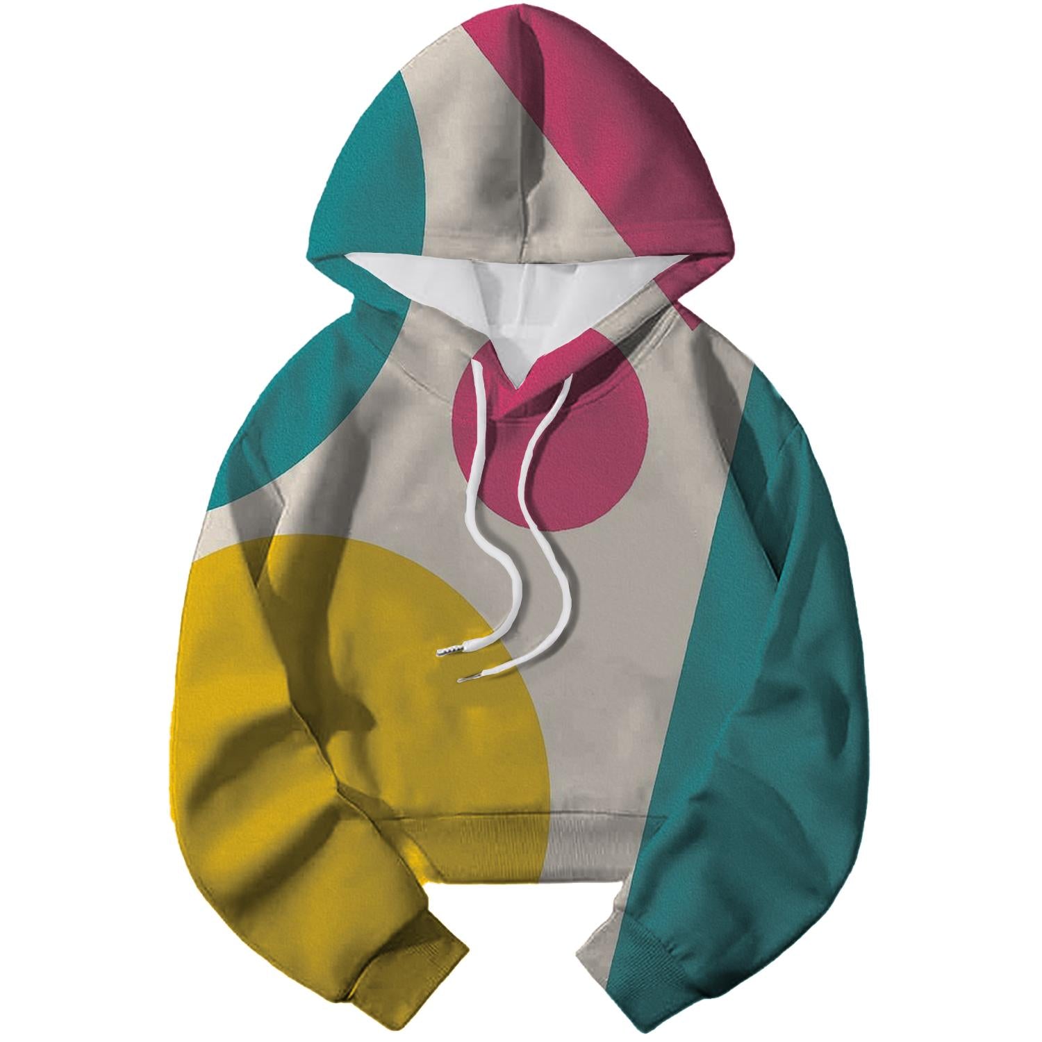 Retro Geometric Shapes Cropped Hoodie