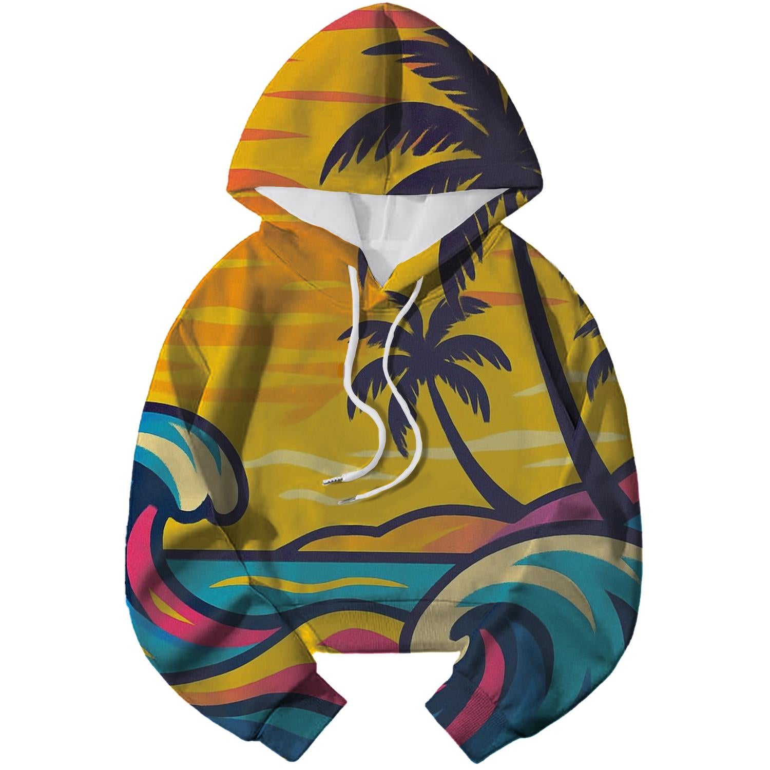 Neon Beach Vibes Cropped Hoodie