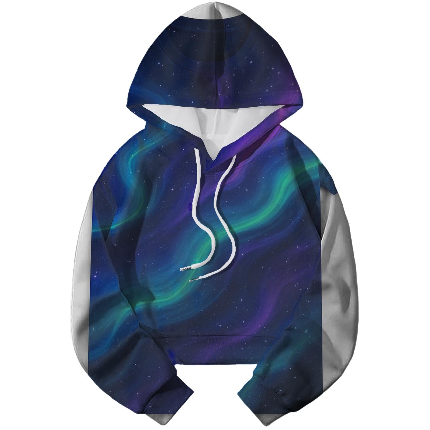 Cosmic Neon Waves Cropped Hoodie