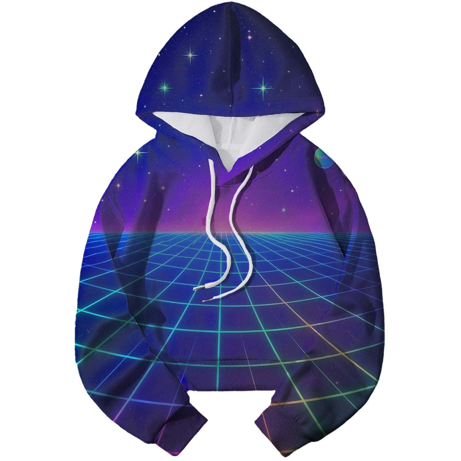 Futuristic Grid World Cropped Hoodie