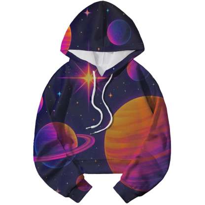 Cosmic Retro Vibes Cropped Hoodie