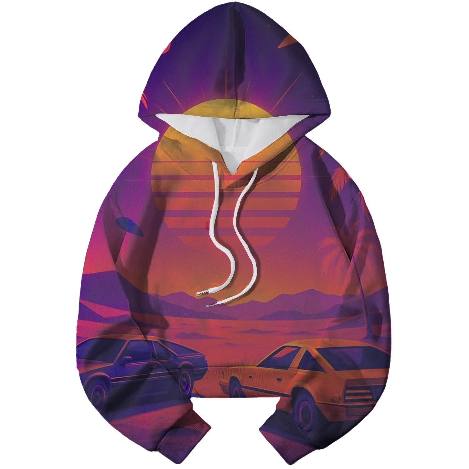 Retro Futuristic Dreamscape Cropped Hoodie
