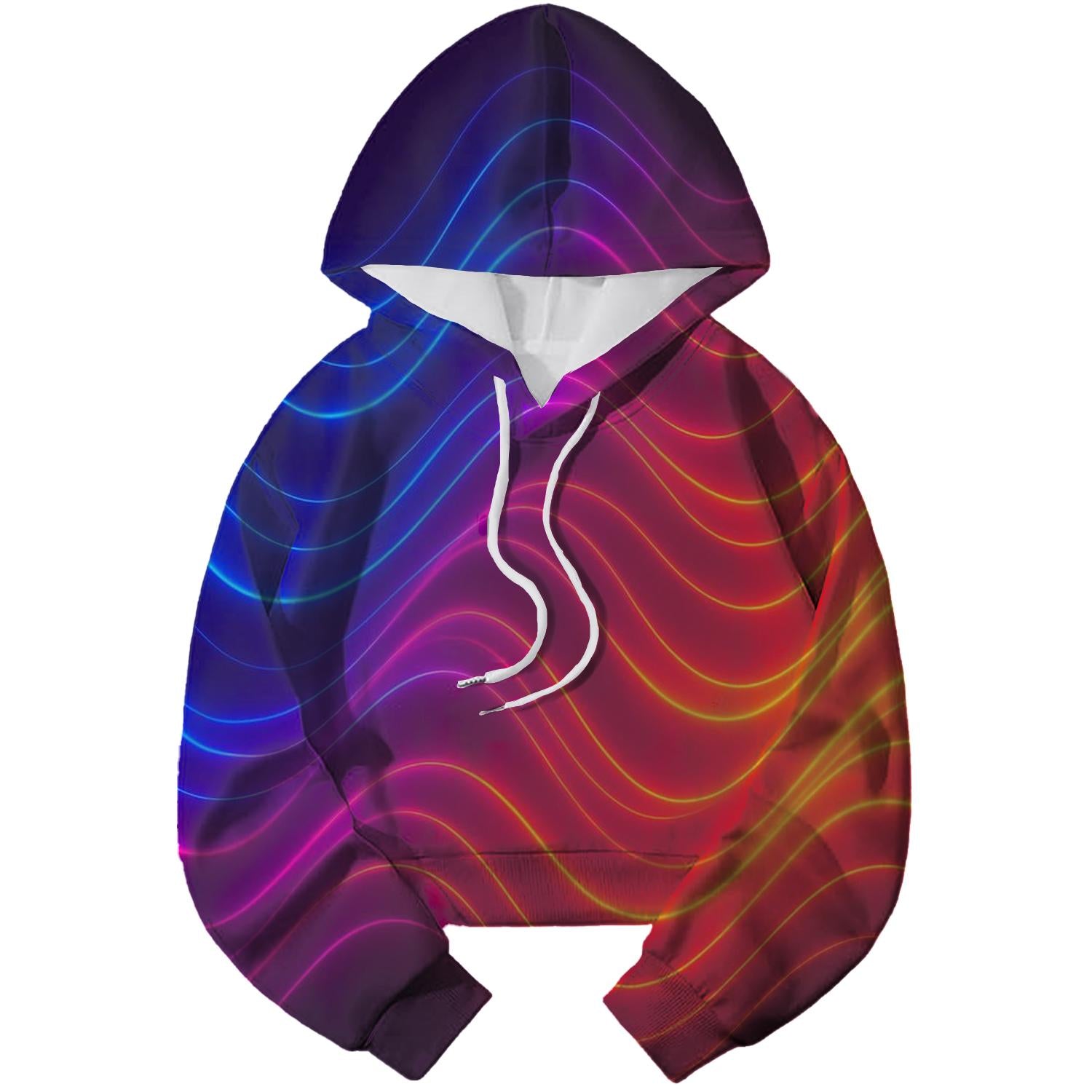 Electro Retro Wave Cropped Hoodie