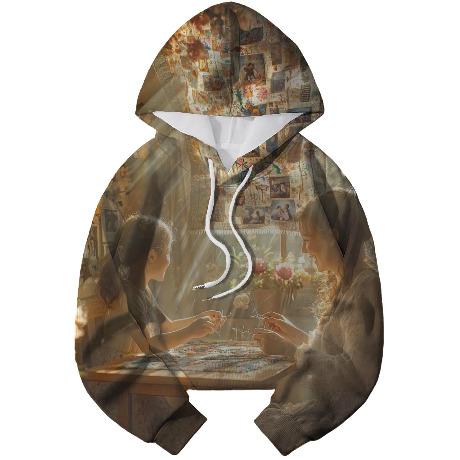 The Tapestry of Time A Mother's Love Stitched into Our Lives Cropped Hoodie