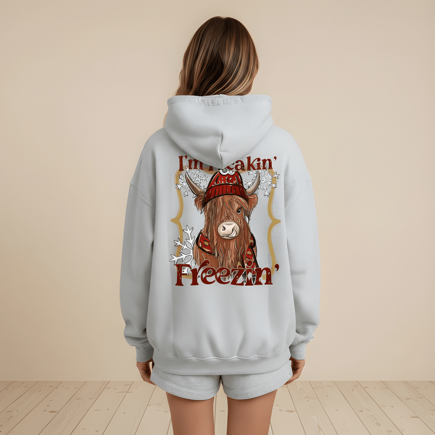 Highland Cow Print Polyester Hoodie Sweatshirt